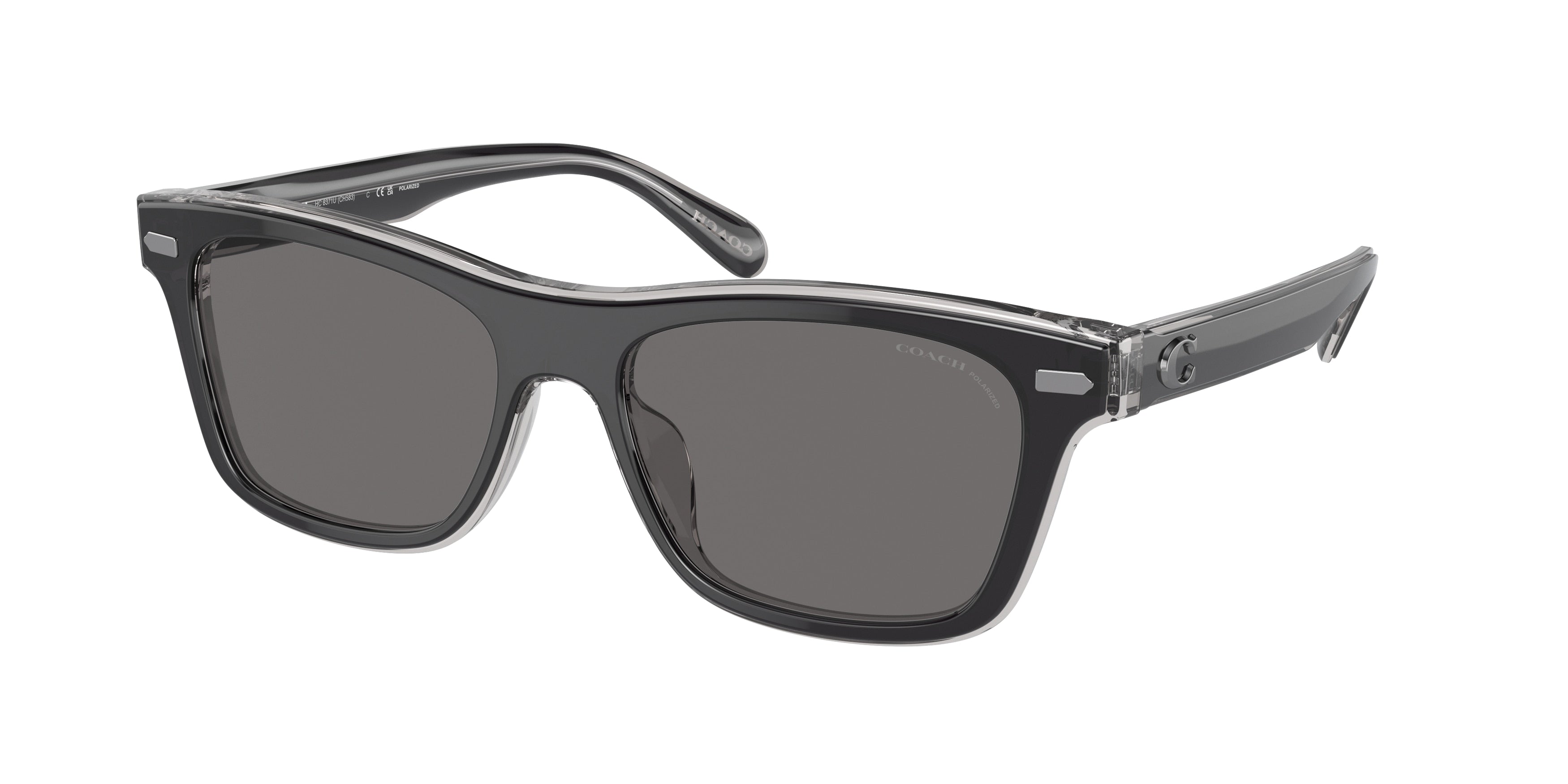 Coach CH583 HC8371U Square Sunglasses  574581-Black/Transparent Grey 54-145-17 - Color Map Black