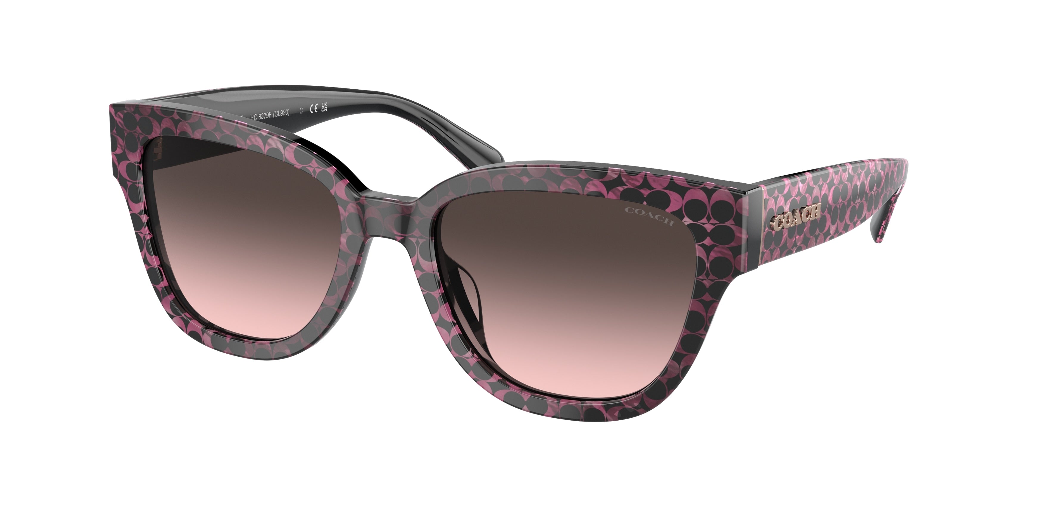Coach CL921 HC8379F Butterfly Sunglasses  578346-Ruby Pearl Signature C 57-145-18 - Color Map Grey Rose Gradient