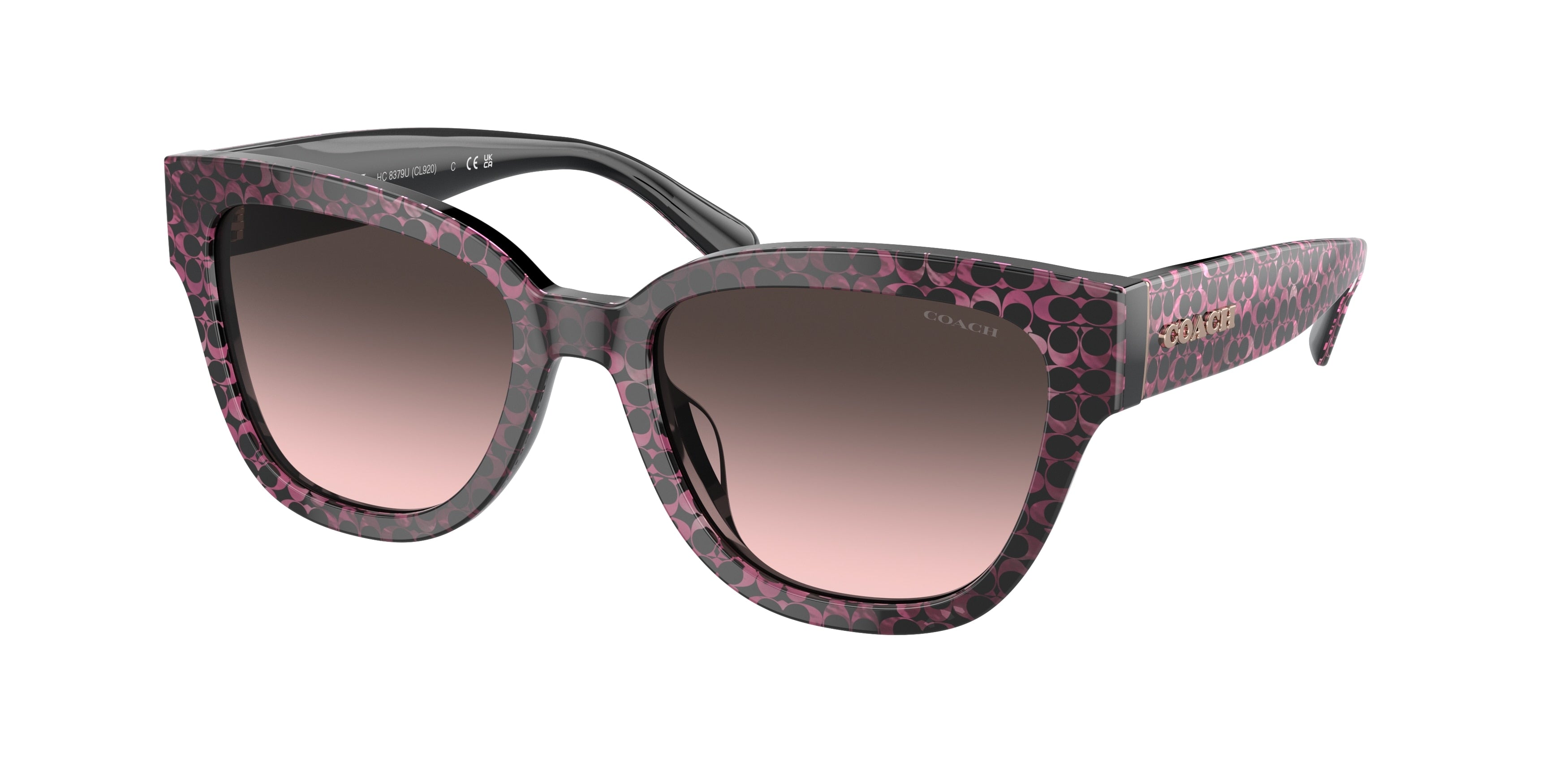 Coach CL920 HC8379U Butterfly Sunglasses  578346-Ruby Pearl Signature C 54-140-19 - Color Map Grey Rose Gradient