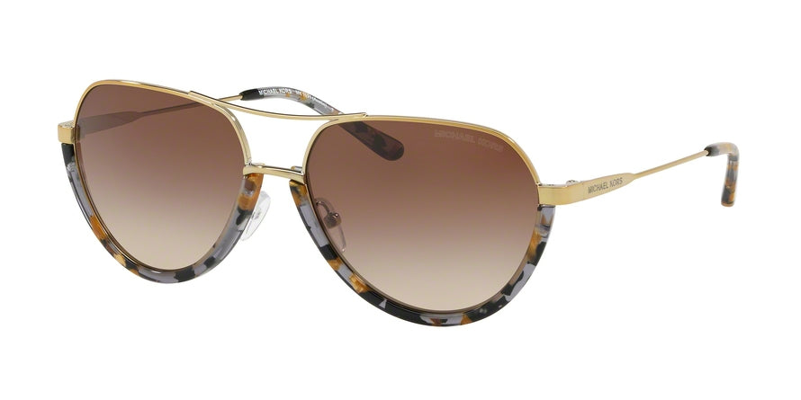 Michael Kors AUSTIN MK1031 Pilot Sunglasses  102413-BLACK/SHINY PALE GOLD-TONE 58-16-140 - Color Map black