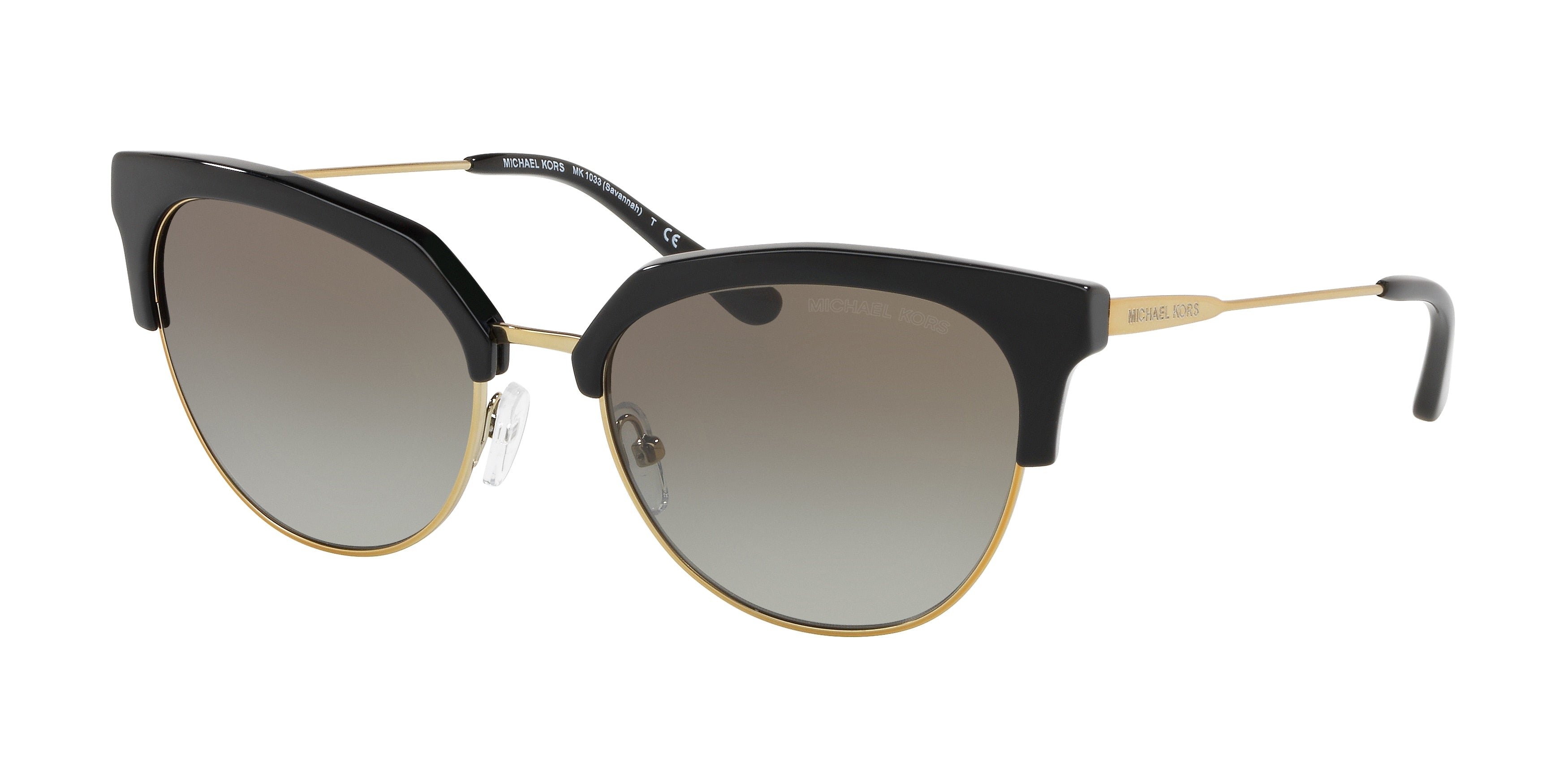 Michael Kors SAVANNAH MK1033 Irregular Sunglasses  32698E-Black/Shiny Pale Gold-Tone 54-140-18 - Color Map Black