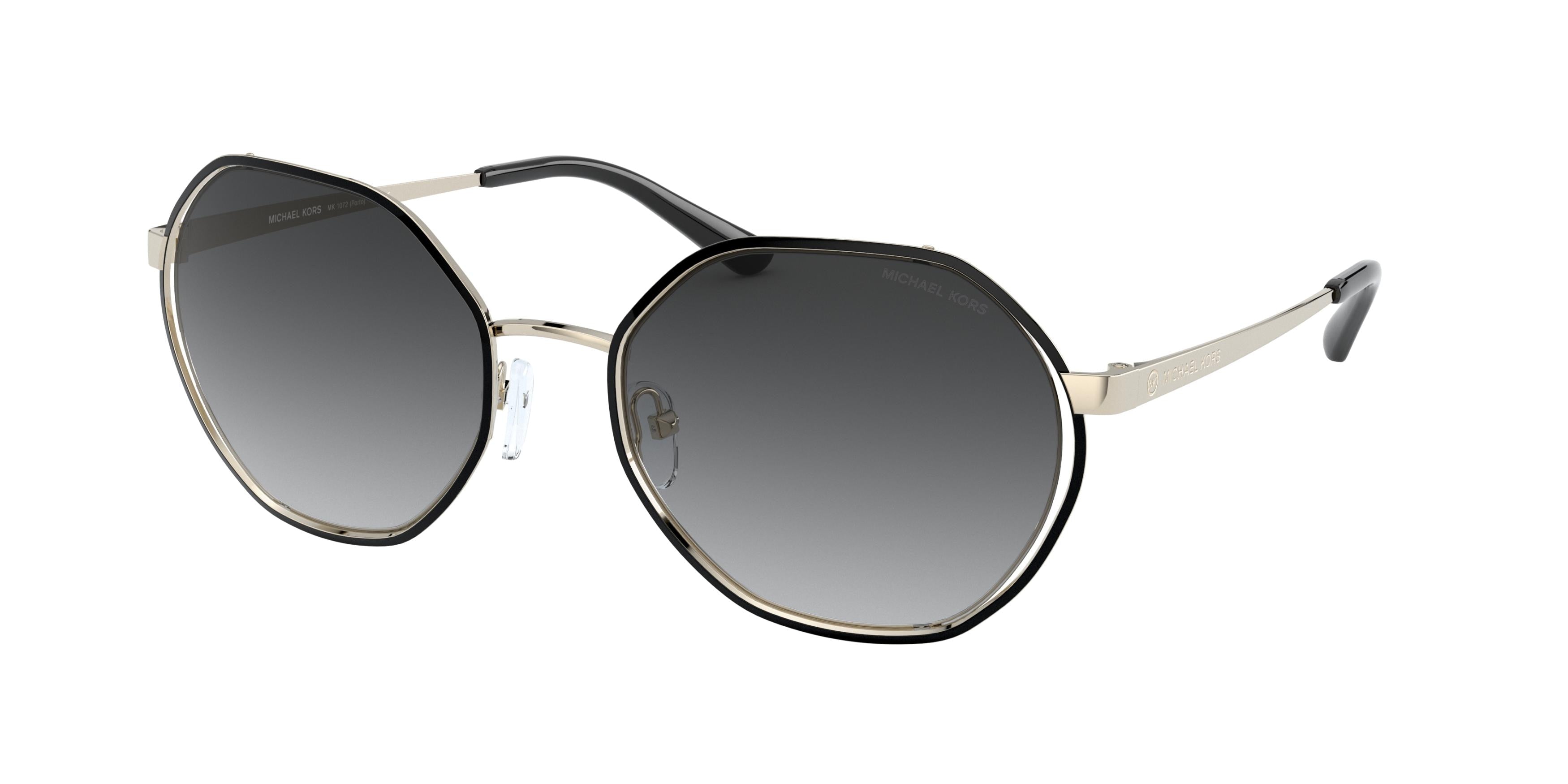 Michael Kors PORTO MK1072 Irregular Sunglasses  10148G-Light Gold/Black 57-145-20 - Color Map Gold