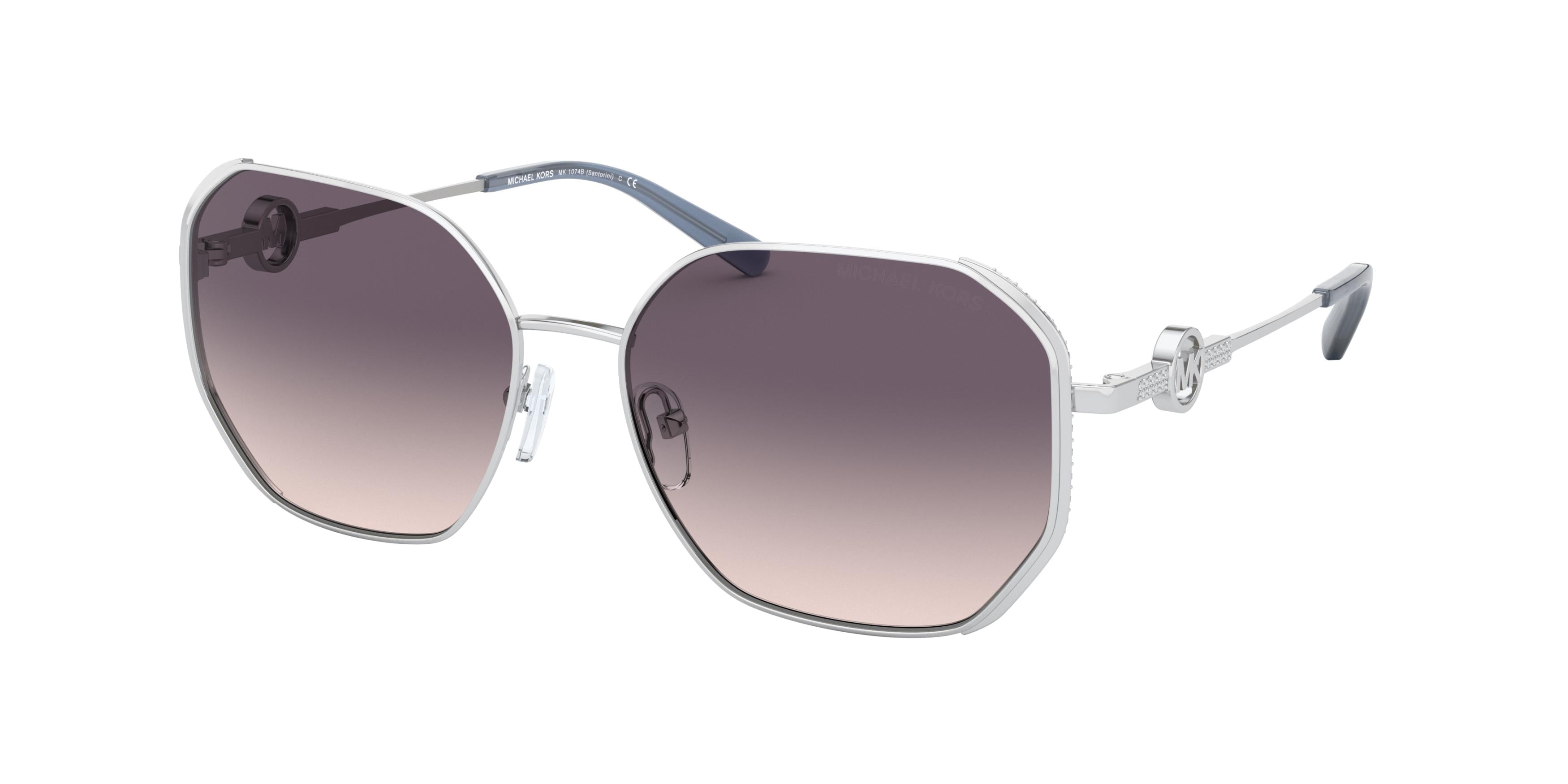 Michael Kors SANTORINI MK1074B Irregular Sunglasses  115336-Silver 57-140-16 - Color Map Silver