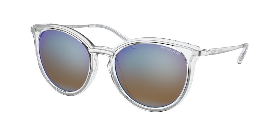 Michael Kors BRISBANE MK1077 Round Sunglasses  1153Y7-SILVER IRIDESCENT/CLEAR 54-19-140 - Color Map clear