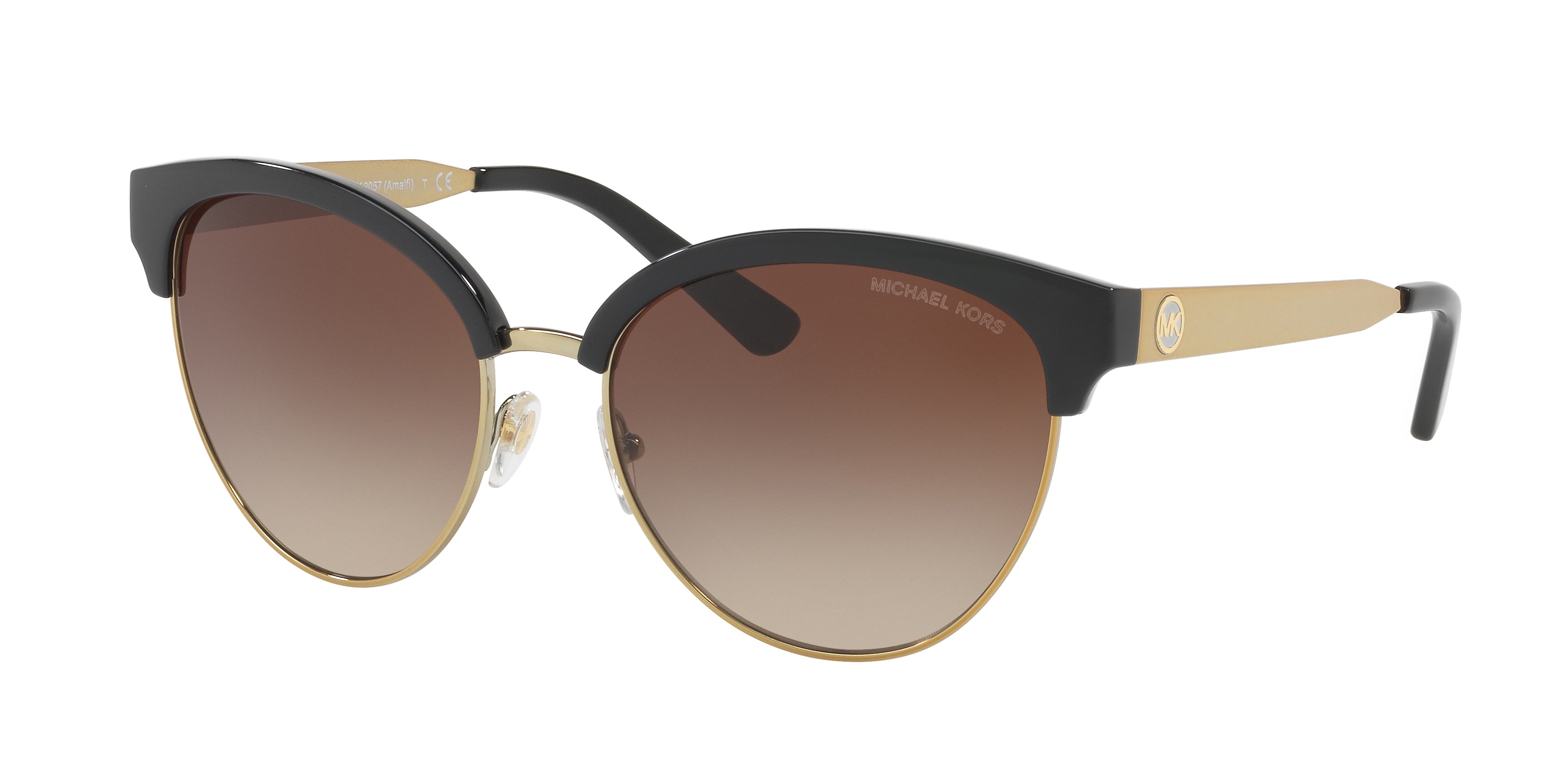 Michael Kors AMALFI MK2057 Cat Eye Sunglasses  330513-Black/Gold-Tone 56-140-17 - Color Map Black