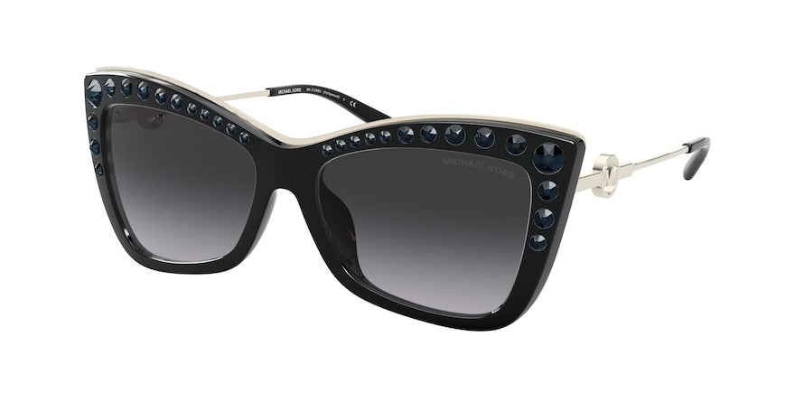 Michael Kors HOLLYWOOD MK2128BU Cat Eye Sunglasses  33328G-BLACK 55-16-140 - Color Map black
