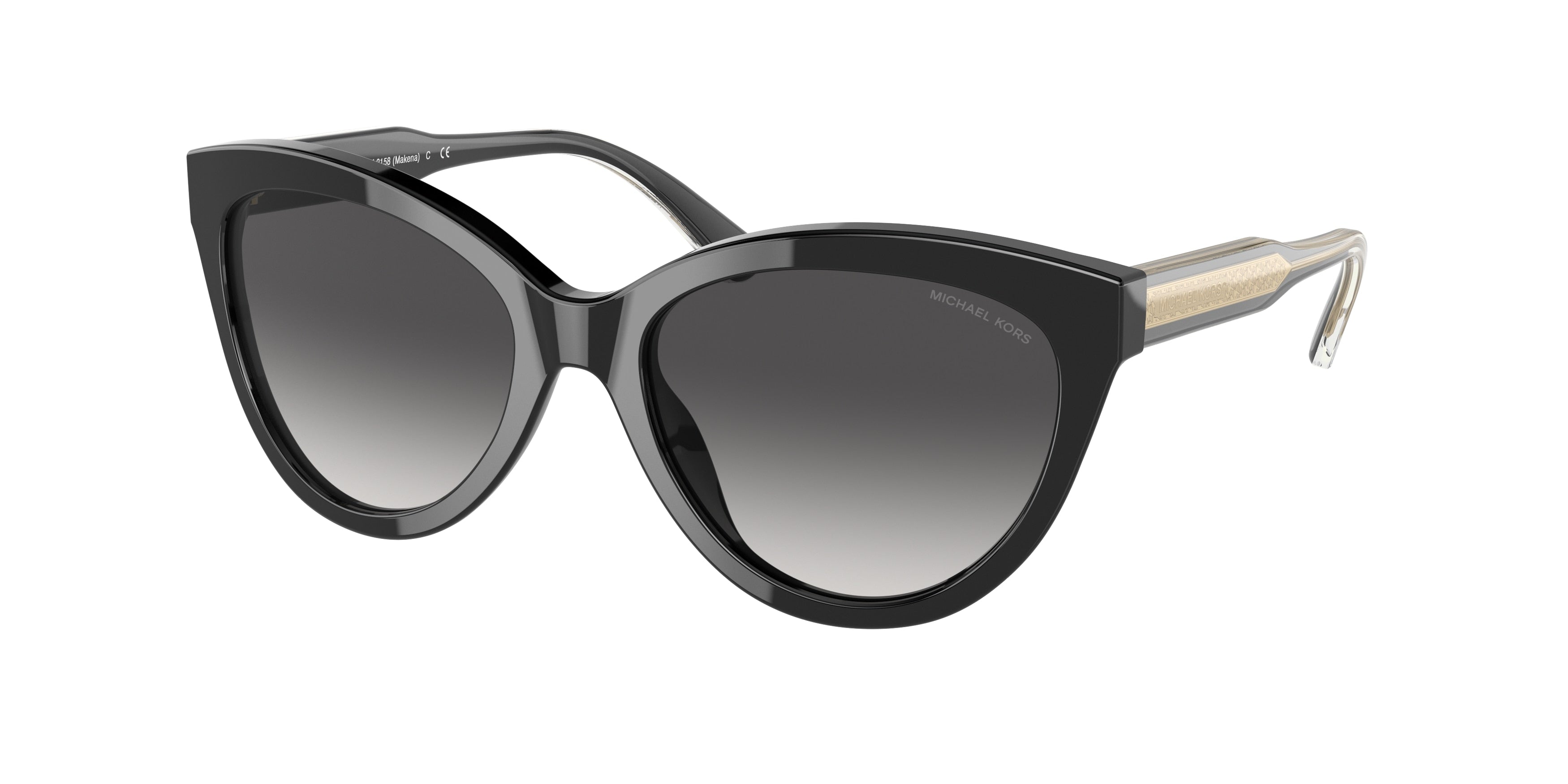 Michael Kors MAKENA MK2158 Cat Eye Sunglasses  30058G-Black/Clear Laminate 55-140-18 - Color Map Black