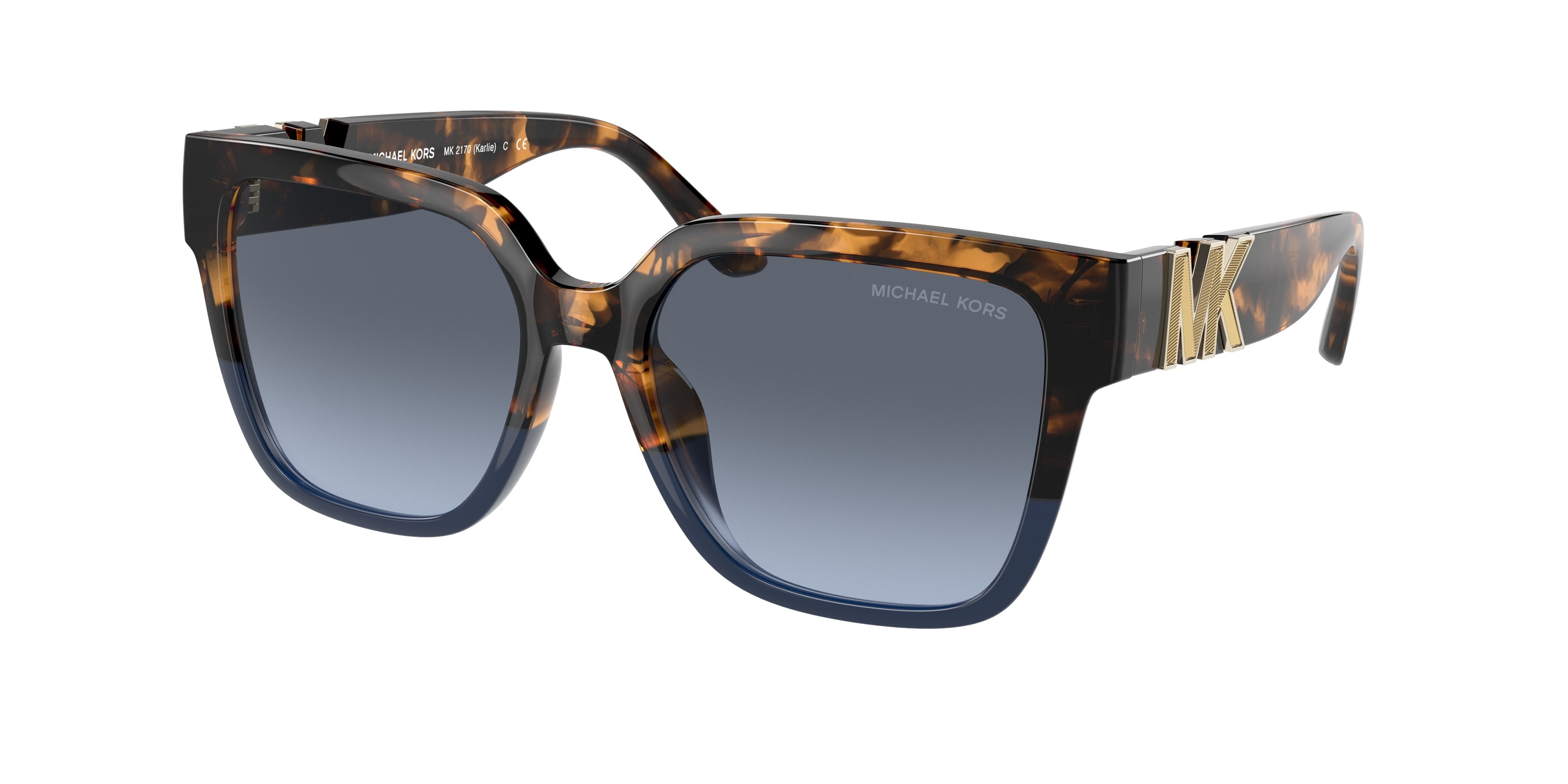 Michael Kors KARLIE MK2170U Square Sunglasses  39108F-Dark Tortoise/Navy 54-140-17 - Color Map Tortoise