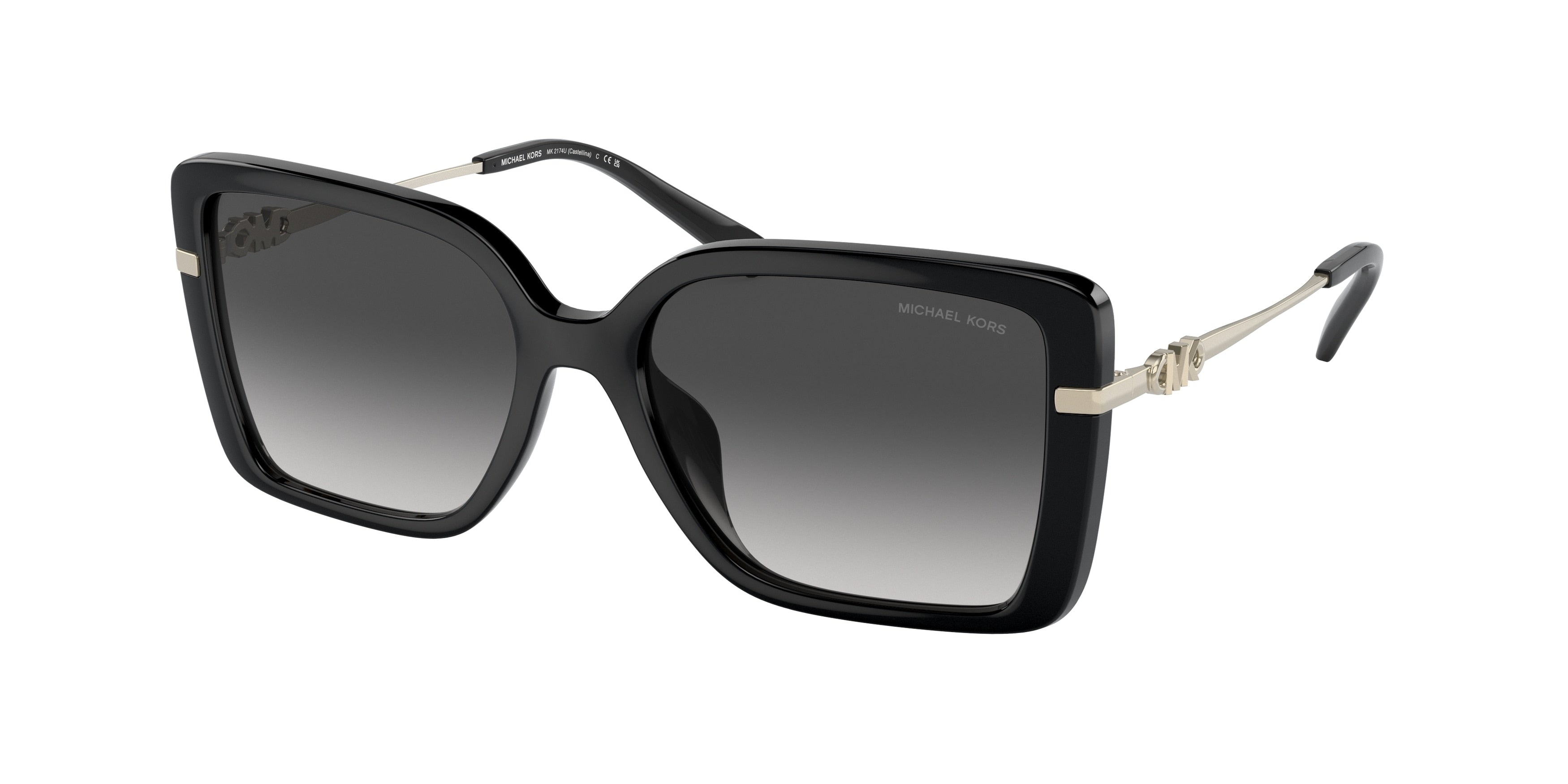 Michael Kors CASTELLINA MK2174U Rectangle Sunglasses  30058G-Black 55-140-17 - Color Map Black