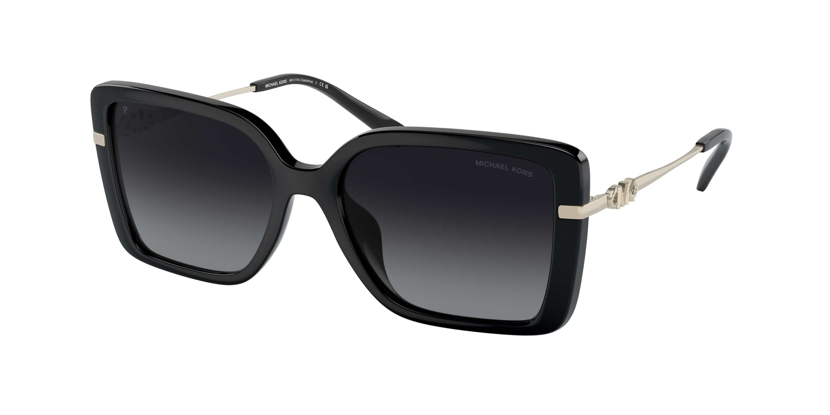 Michael Kors CASTELLINA MK2174U Rectangle Sunglasses  3005T3-Black 55-140-17 - Color Map Black
