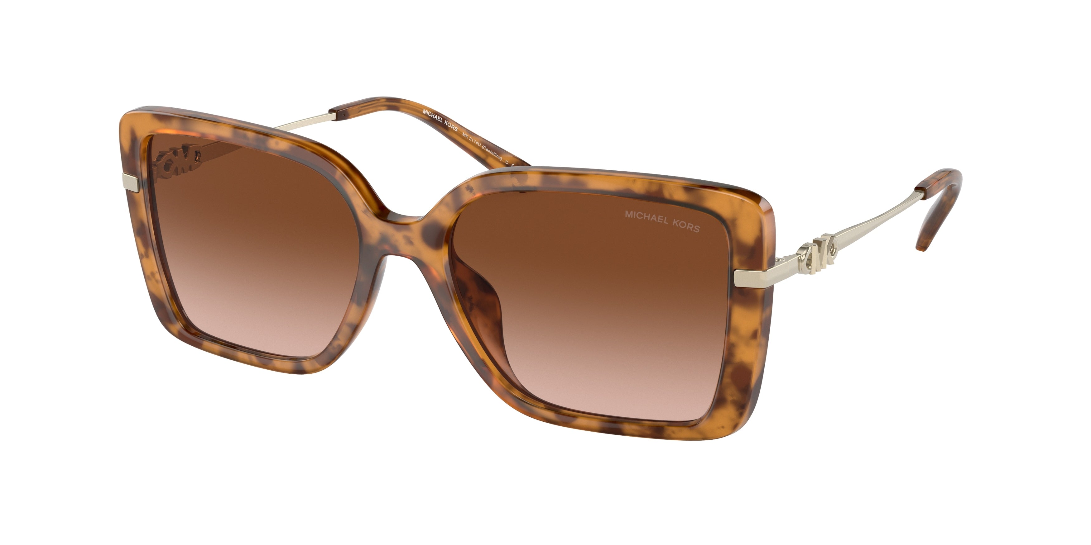 Michael Kors CASTELLINA MK2174U Rectangle Sunglasses  39153B-Marigold Tortoise 55-140-17 - Color Map Violet