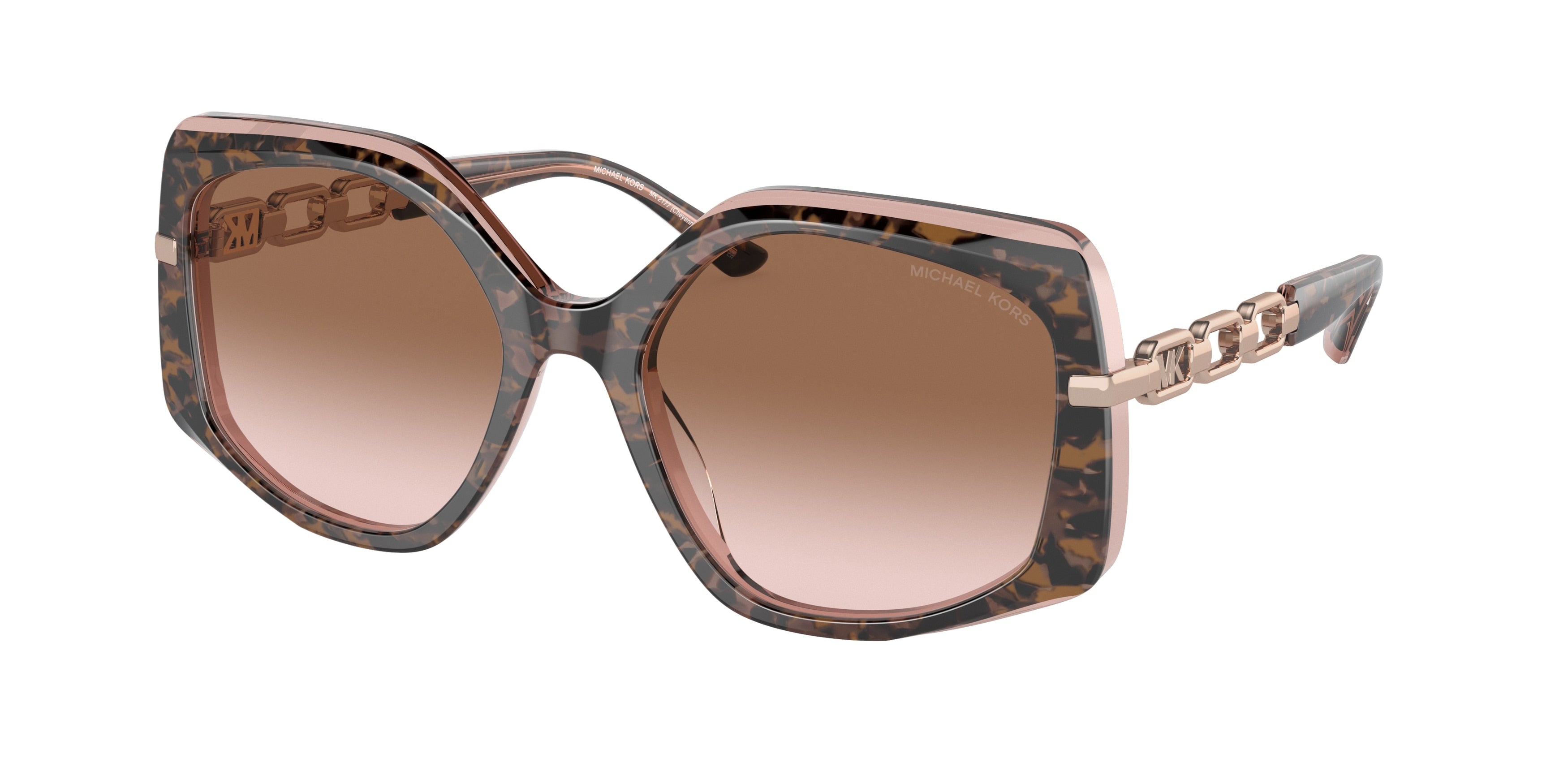 Michael Kors CHEYENNE MK2177 Irregular Sunglasses  325113-Pink Tortoise 56-140-19 - Color Map Tortoise