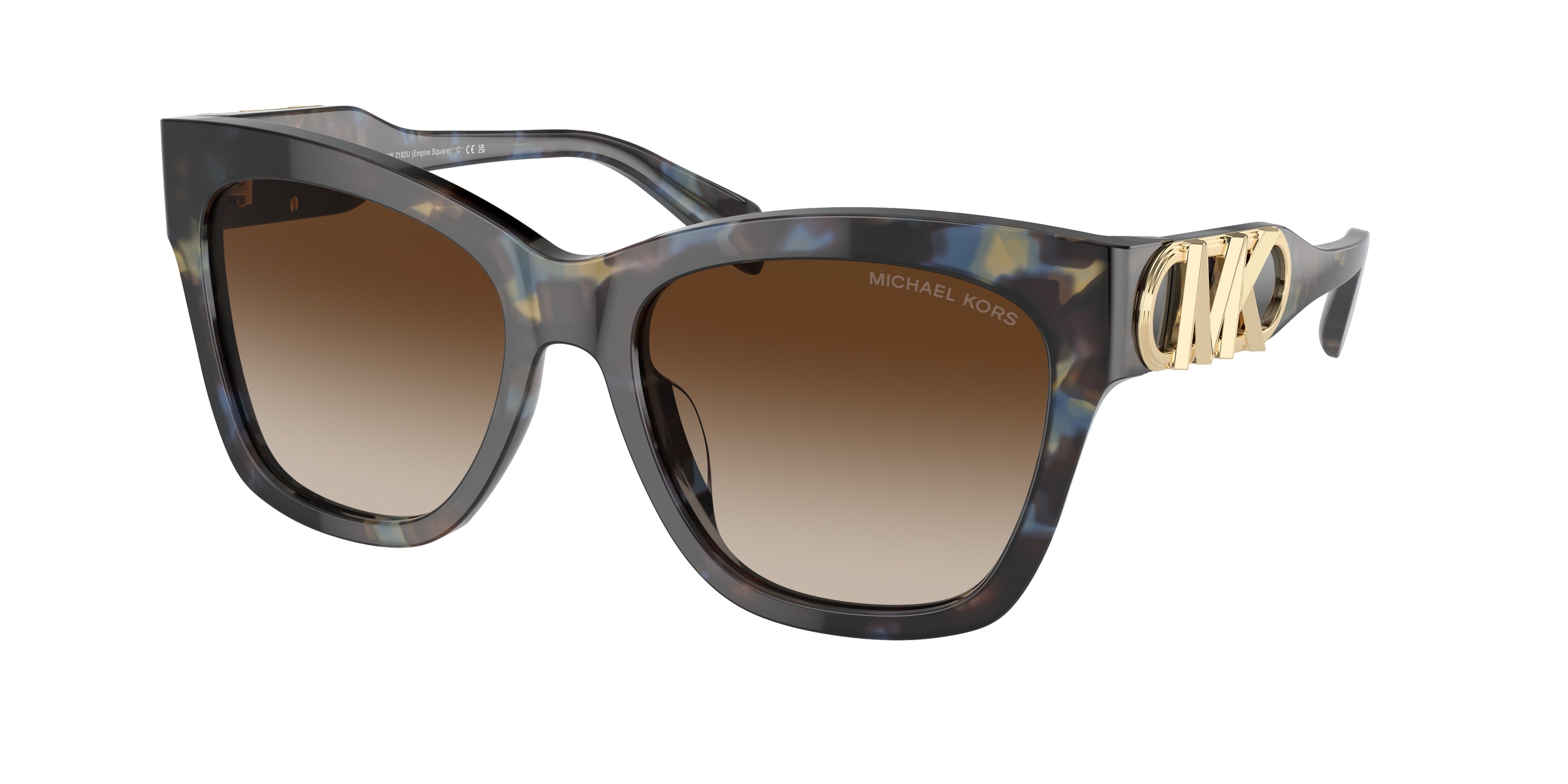Michael Kors EMPIRE SQUARE MK2182U Butterfly Sunglasses  395213-Bright Blue Tortoise 55-140-18 - Color Map Brown Gradient