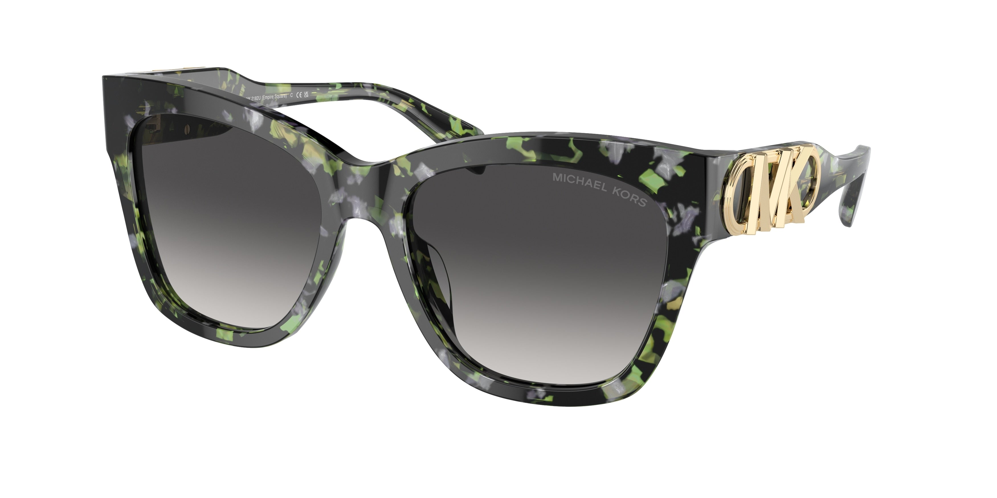 Michael Kors EMPIRE SQUARE MK2182U Butterfly Sunglasses  39538G-Amazon Green Tortoise 55-140-18 - Color Map Light Grey Gradient