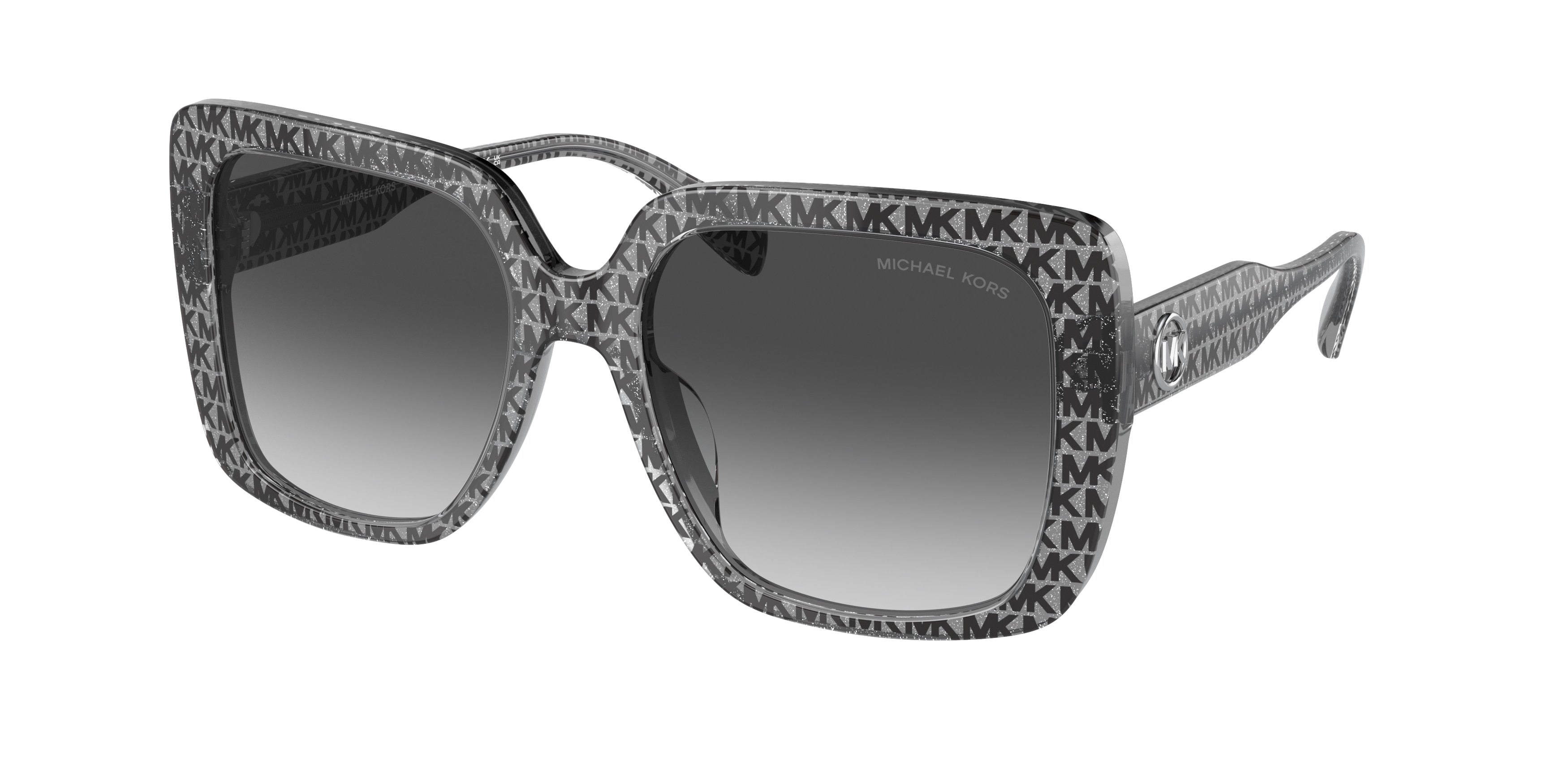 Michael Kors MALLORCA MK2183U Square Sunglasses  39588G-Black Mk Logo Glitter 55-140-18 - Color Map Black