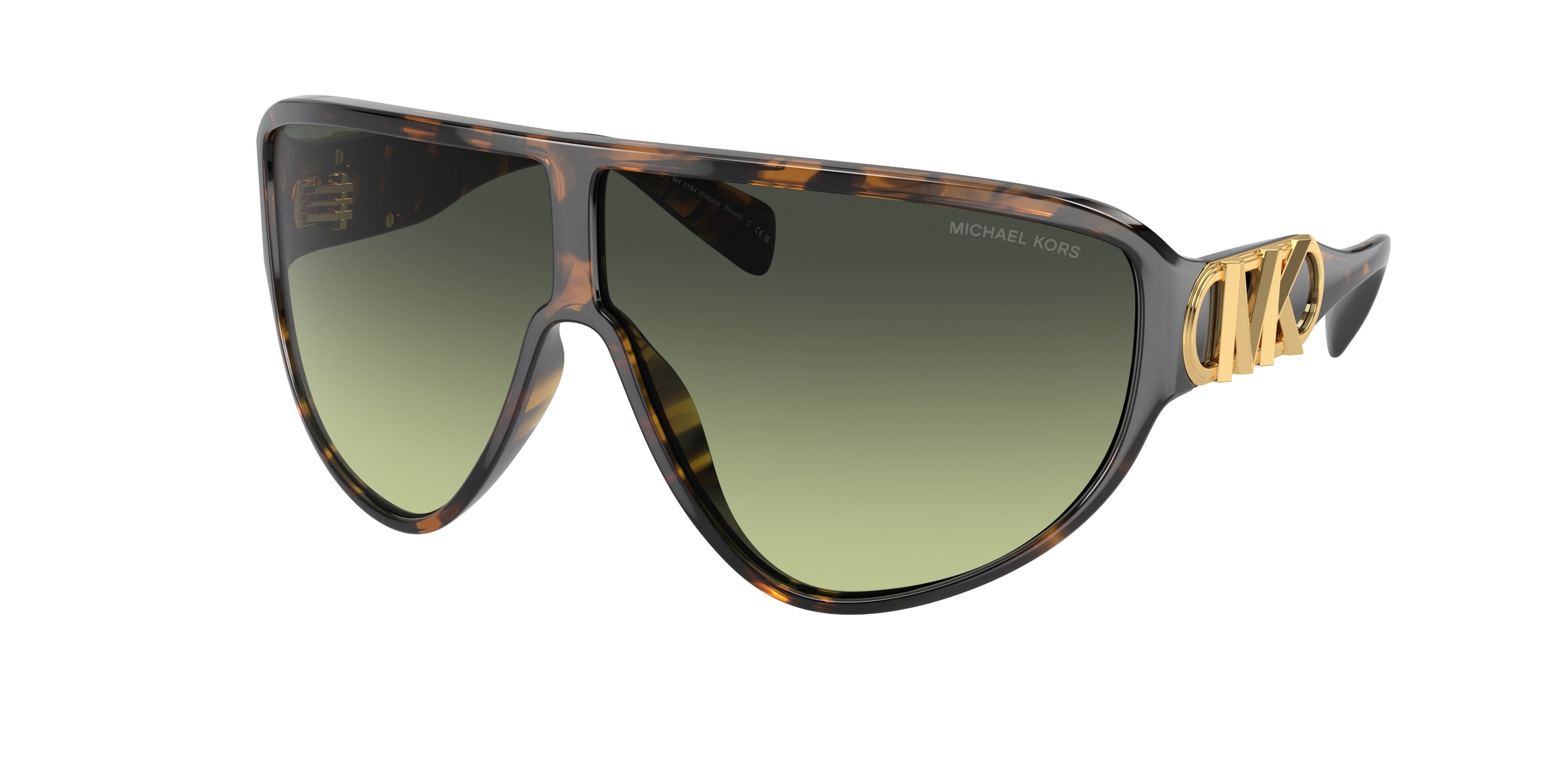 Michael Kors EMPIRE SHIELD MK2194 Irregular Sunglasses  30060N-Dark Tort 69-120-5 - Color Map Tortoise
