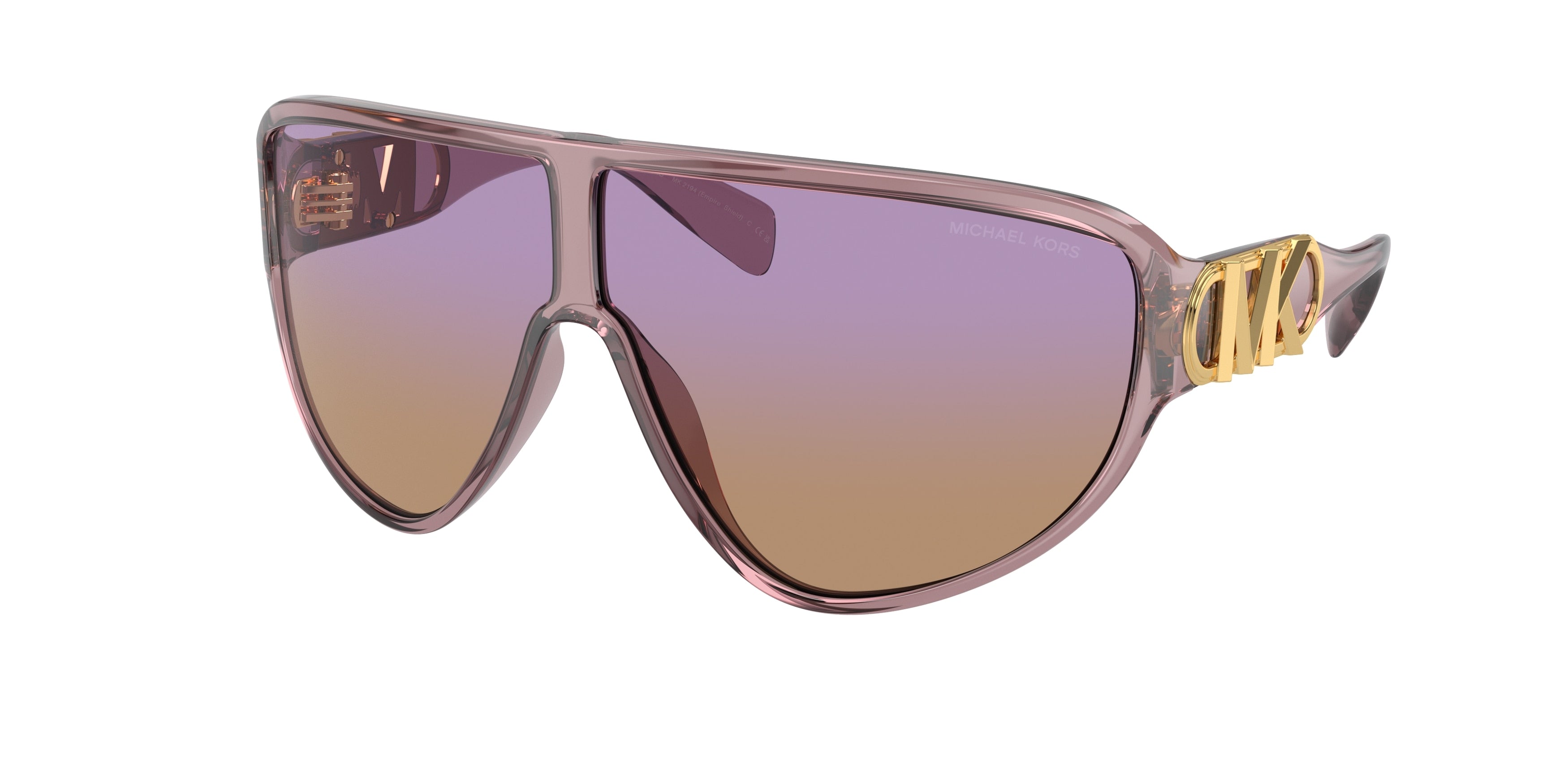 Michael Kors EMPIRE SHIELD MK2194 Irregular Sunglasses  3738EL-Purple Transparent 69-120-5 - Color Map Violet