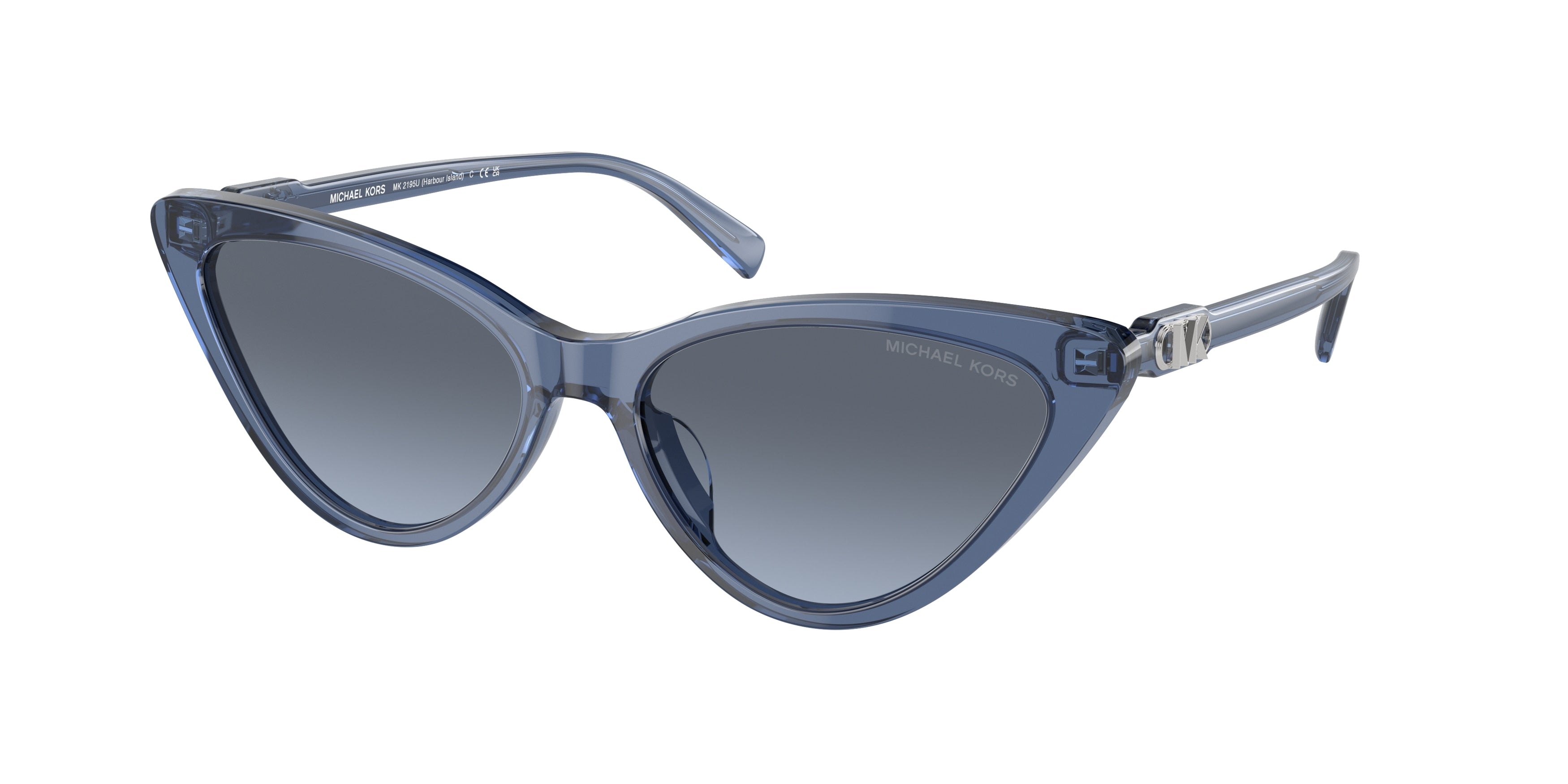 Michael Kors HARBOUR ISLAND MK2195U Cat Eye Sunglasses  39568F-Blue Transparent 56-140-16 - Color Map Blue