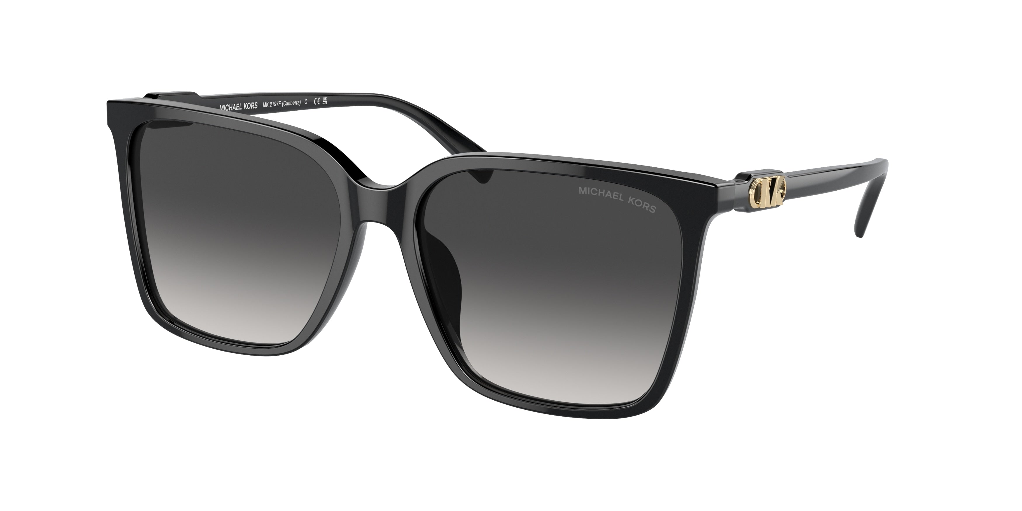 Michael Kors CANBERRA MK2197F Rectangle Sunglasses  30058G-Black 58-150-16 - Color Map Black