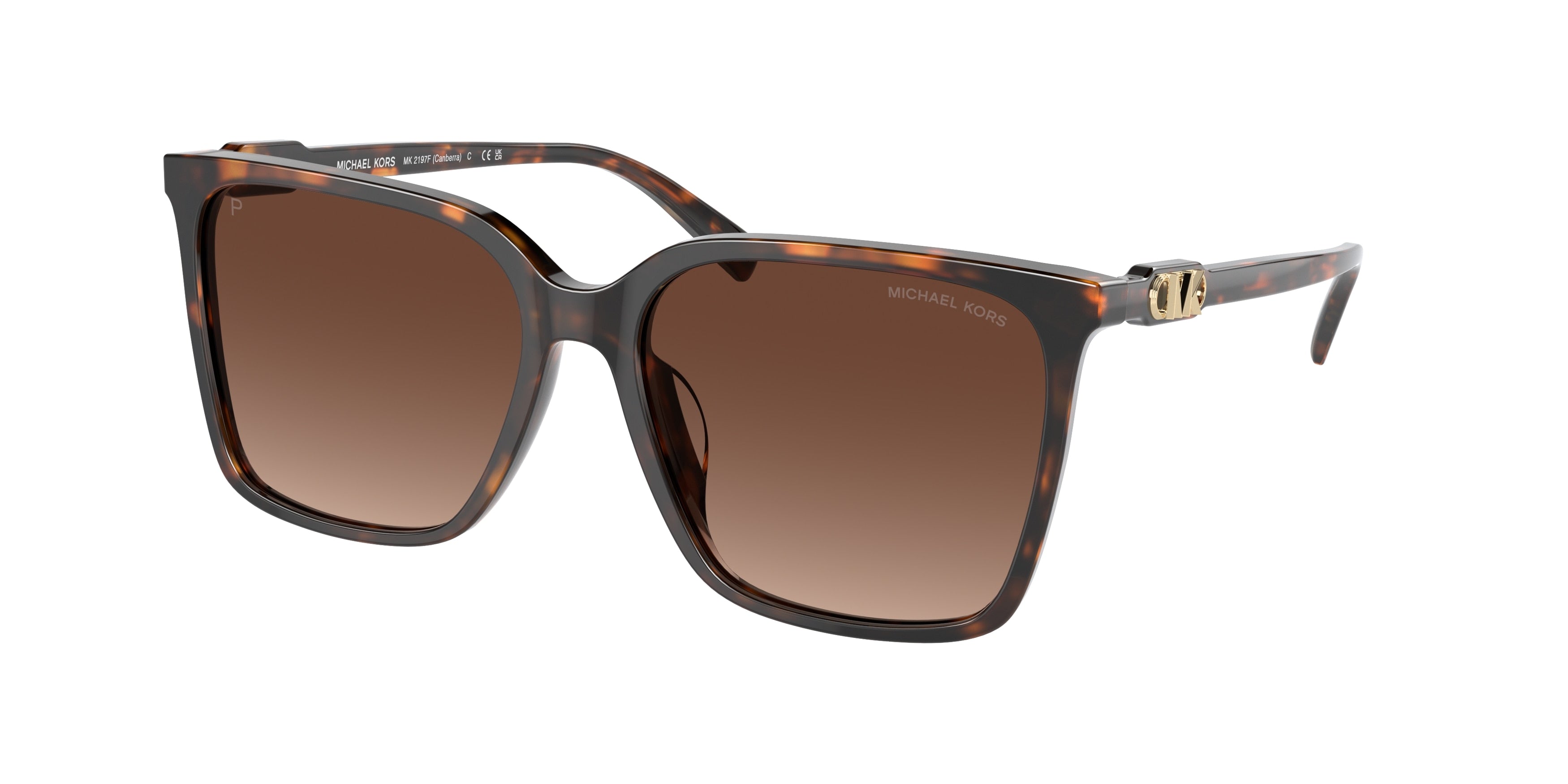 Michael Kors CANBERRA MK2197F Rectangle Sunglasses  3006T5-Dark Tortoise 58-150-16 - Color Map Tortoise
