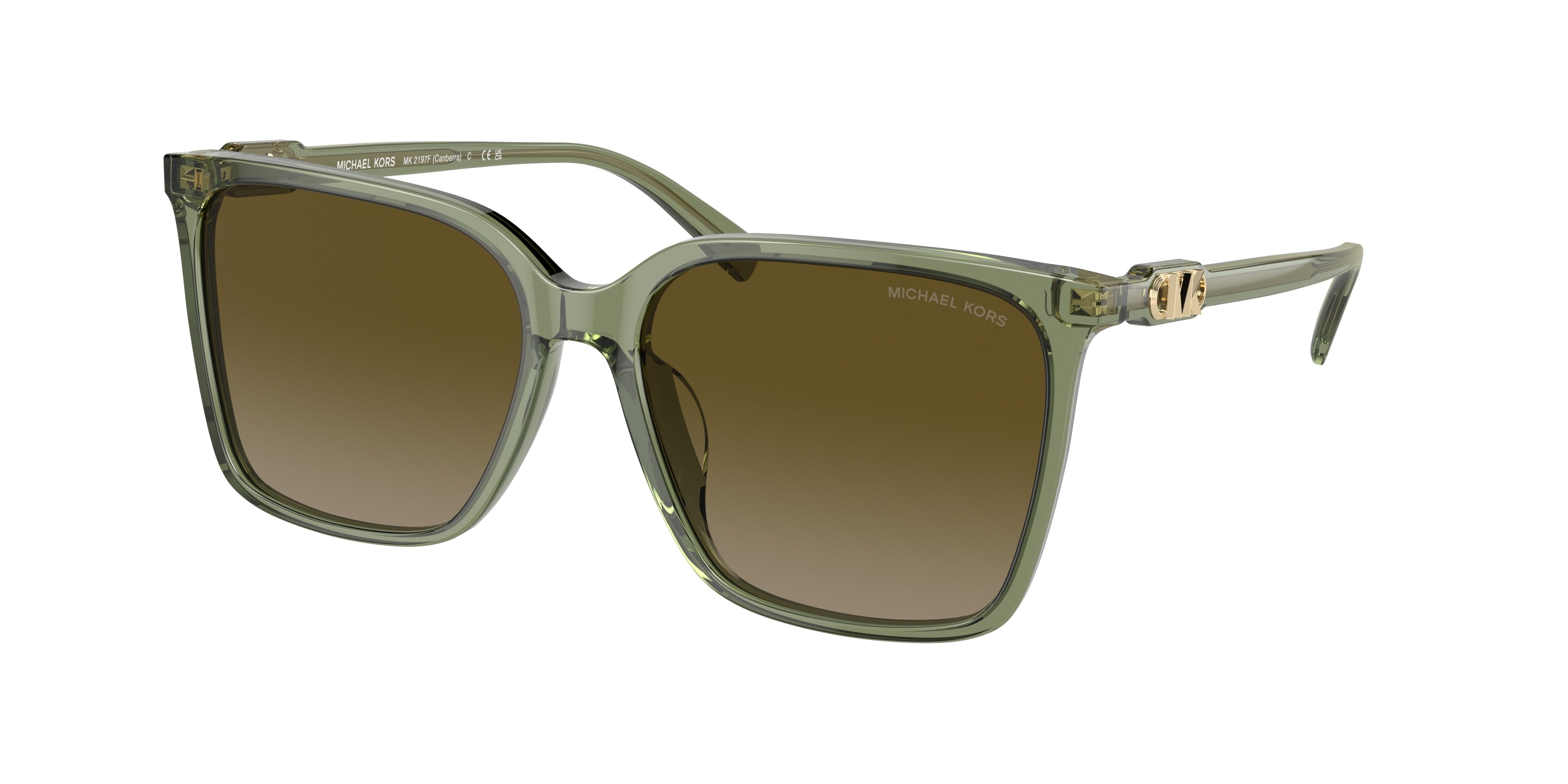 Michael Kors CANBERRA MK2197F Rectangle Sunglasses  394413-Green Transparent 58-150-16 - Color Map Green
