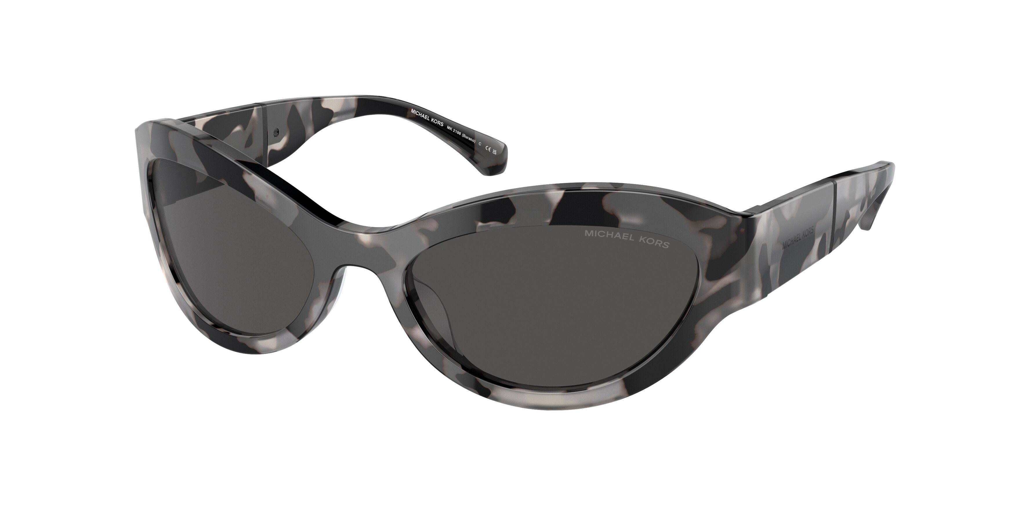 Michael Kors BURANO MK2198 Oval Sunglasses  394587-Black And White Tortoise 59-130-19 - Color Map Black