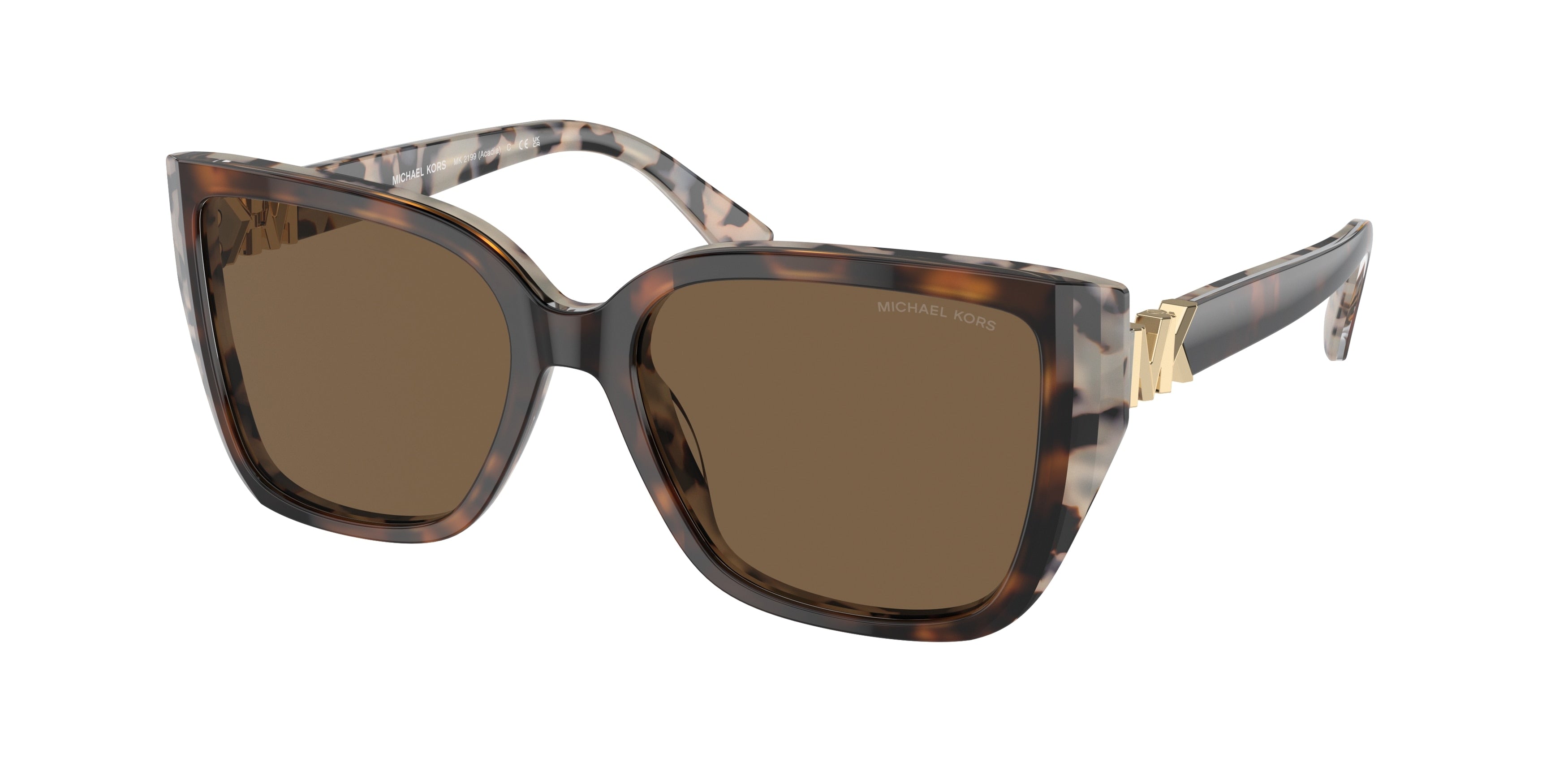 Michael Kors ACADIA MK2199 Rectangle Sunglasses  395173-Bi Layer Dark/Cream Tortoise 55-135-17 - Color Map Brown Solid