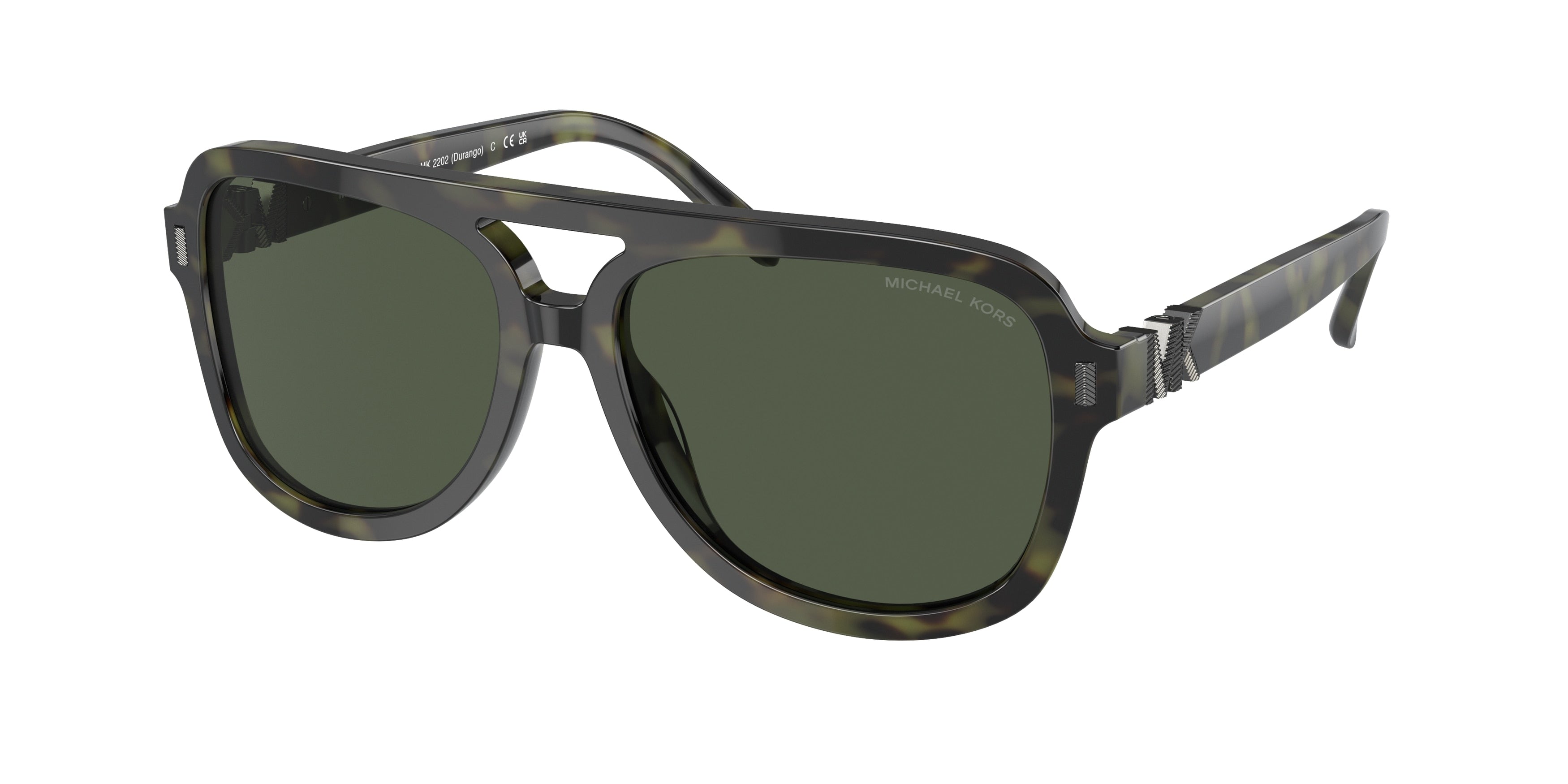 Michael Kors DURANGO MK2202 Pilot Sunglasses  39432-Olive Tortoise 57-140-16 - Color Map Green