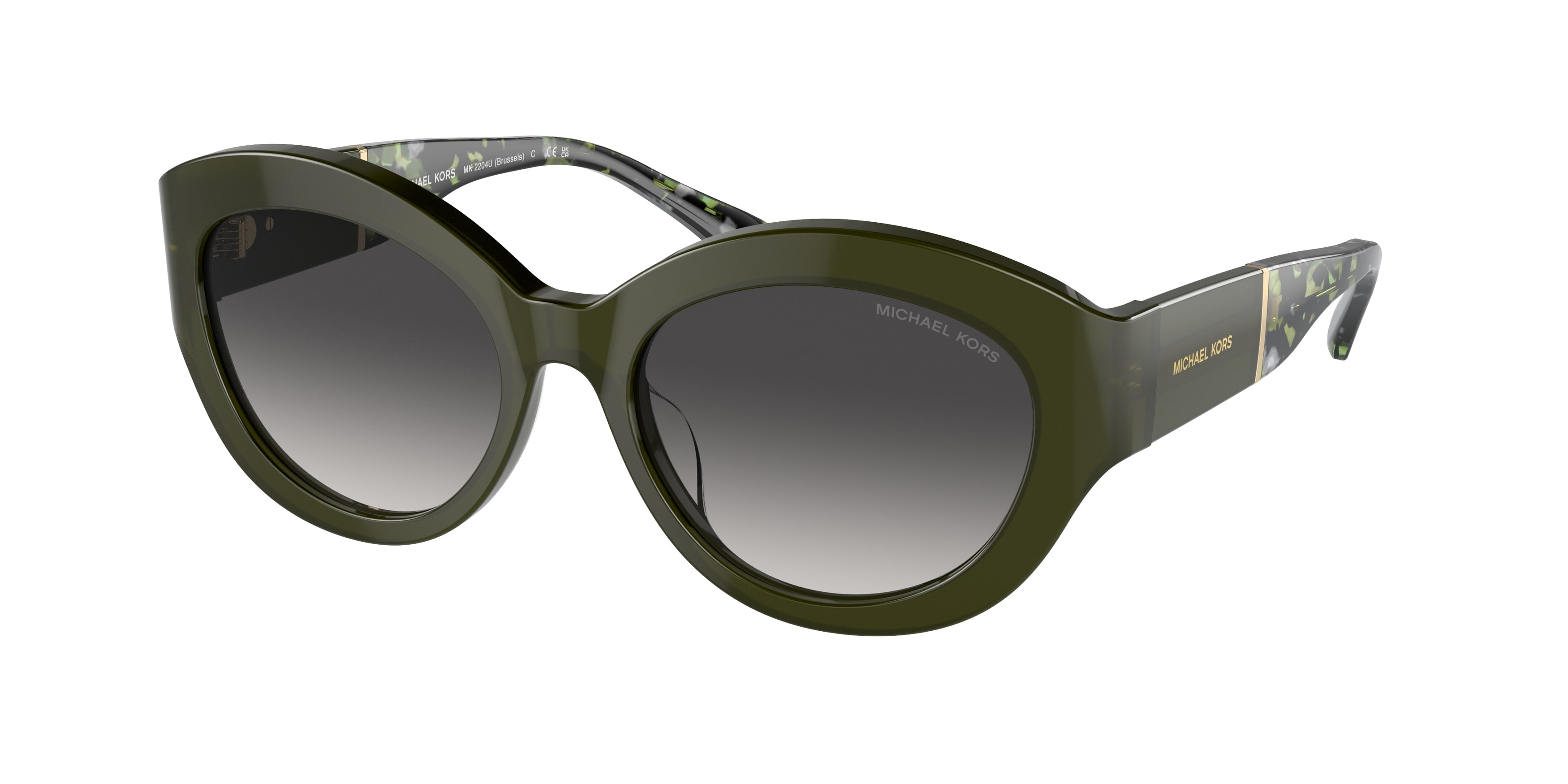 Michael Kors BRUSSELS MK2204U Cat Eye Sunglasses  39478G-Opal Green 54-140-18 - Color Map Green