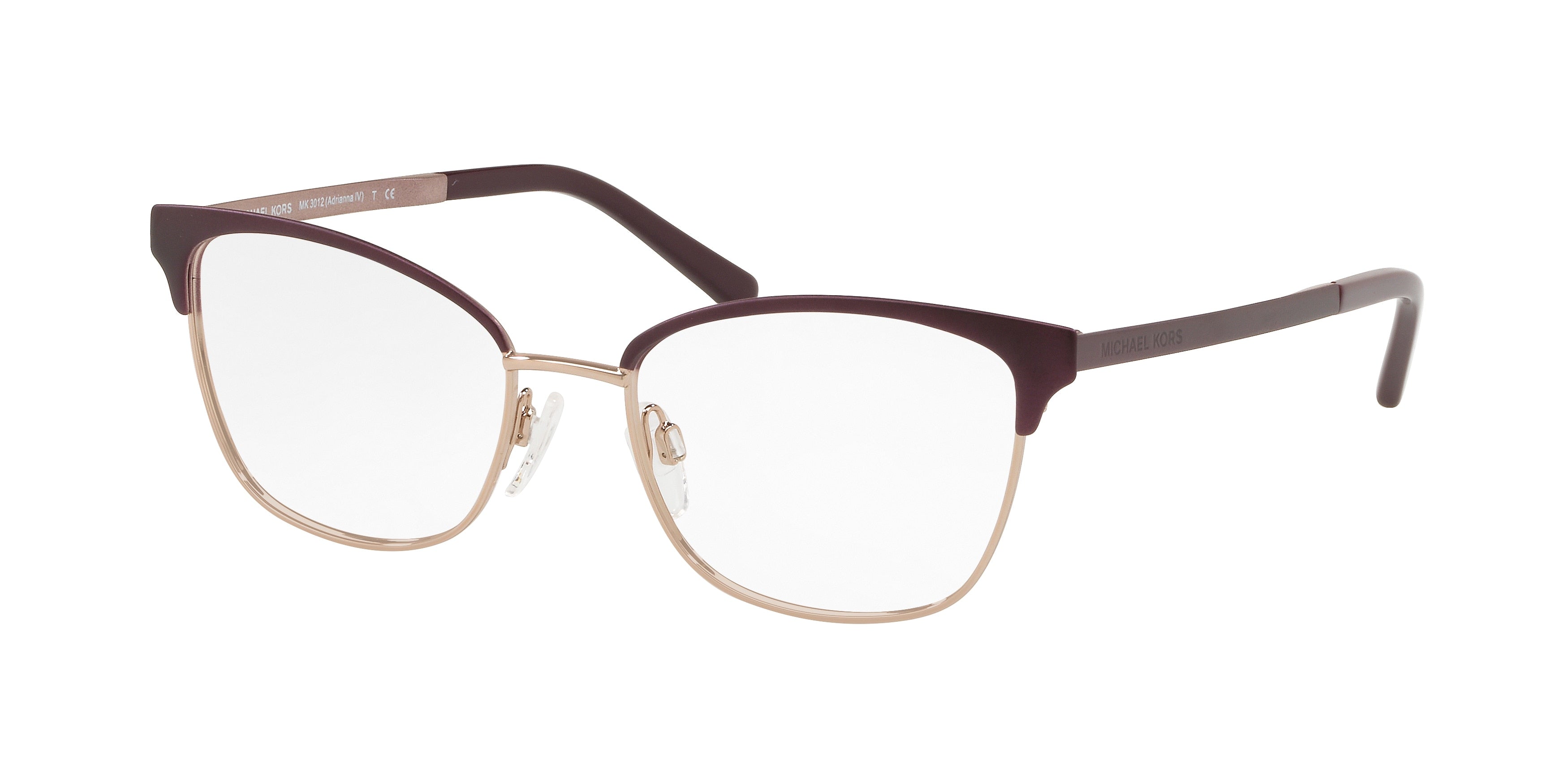 Michael Kors ADRIANNA IV MK3012 Cat Eye Eyeglasses  1108-Cordovan/Rose Gold 51-135-17 - Color Map Brown