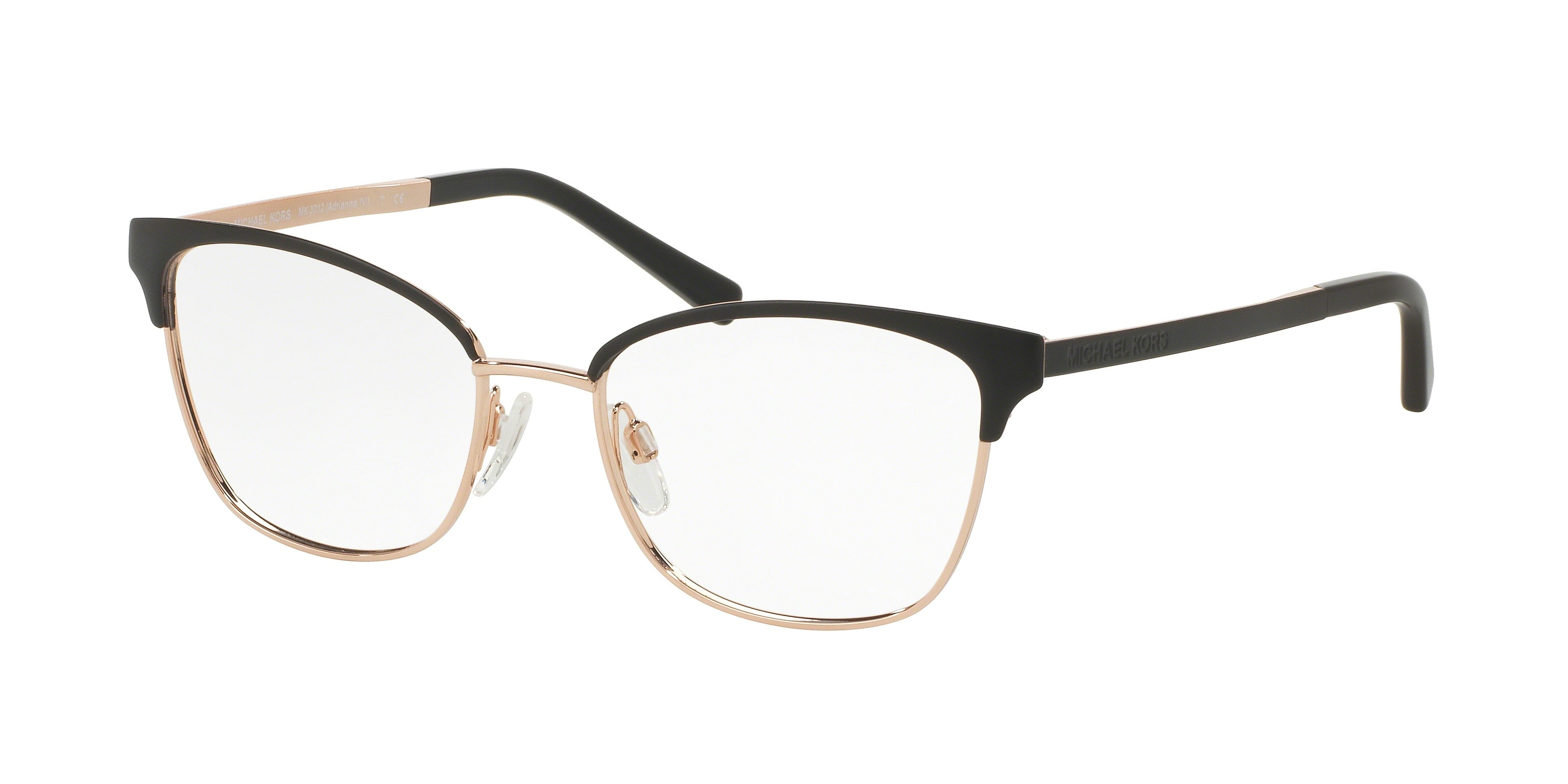 Michael Kors ADRIANNA IV MK3012 Cat Eye Eyeglasses  1113-Matte Black/Rose Gold 51-135-17 - Color Map Black