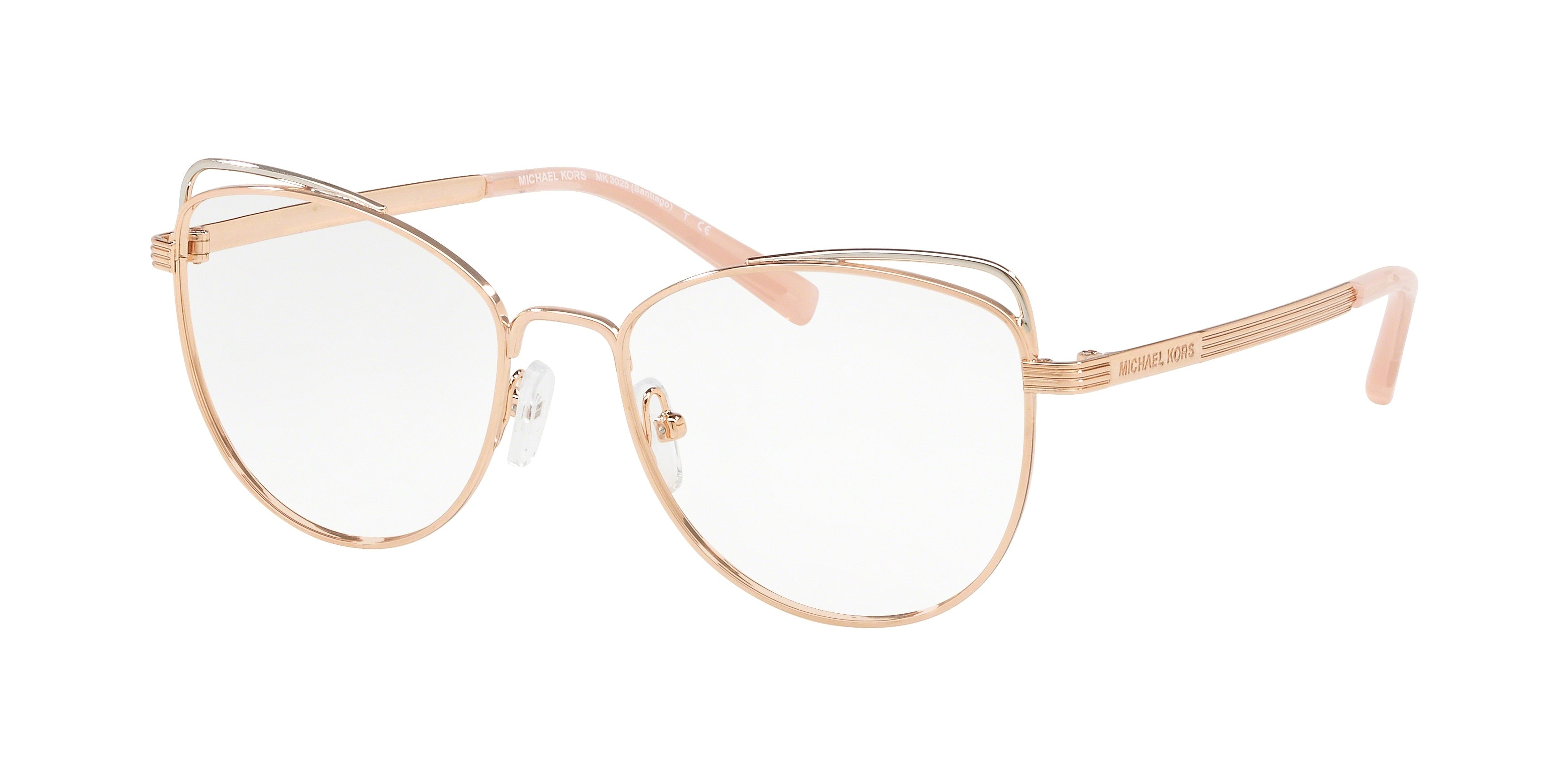 Michael Kors SANTIAGO MK3025 Cat Eye Eyeglasses  1108-Rose Gold 53-135-17 - Color Map Gold