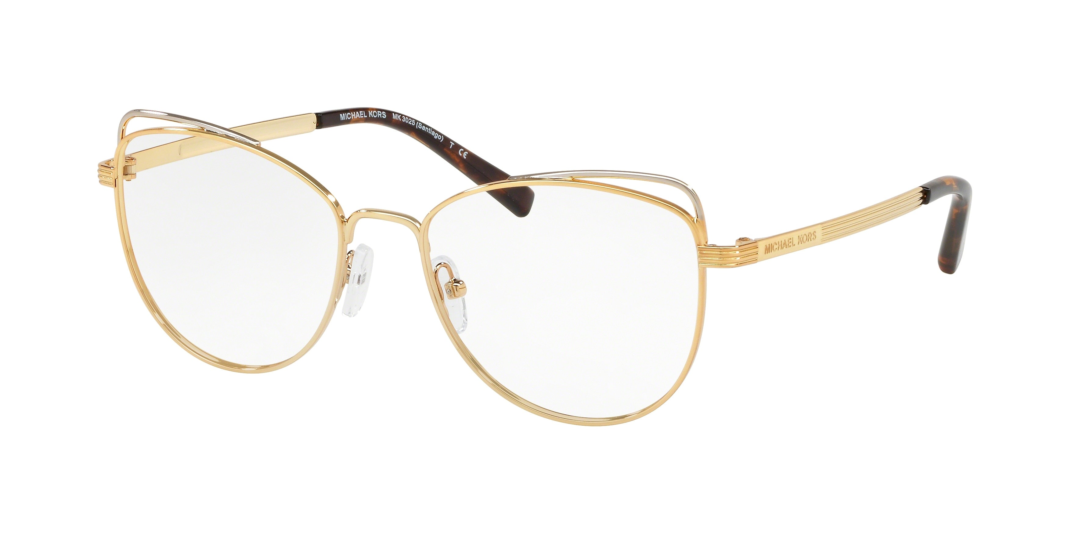 Michael Kors SANTIAGO MK3025 Cat Eye Eyeglasses  1212-Light Gold 53-135-17 - Color Map Gold