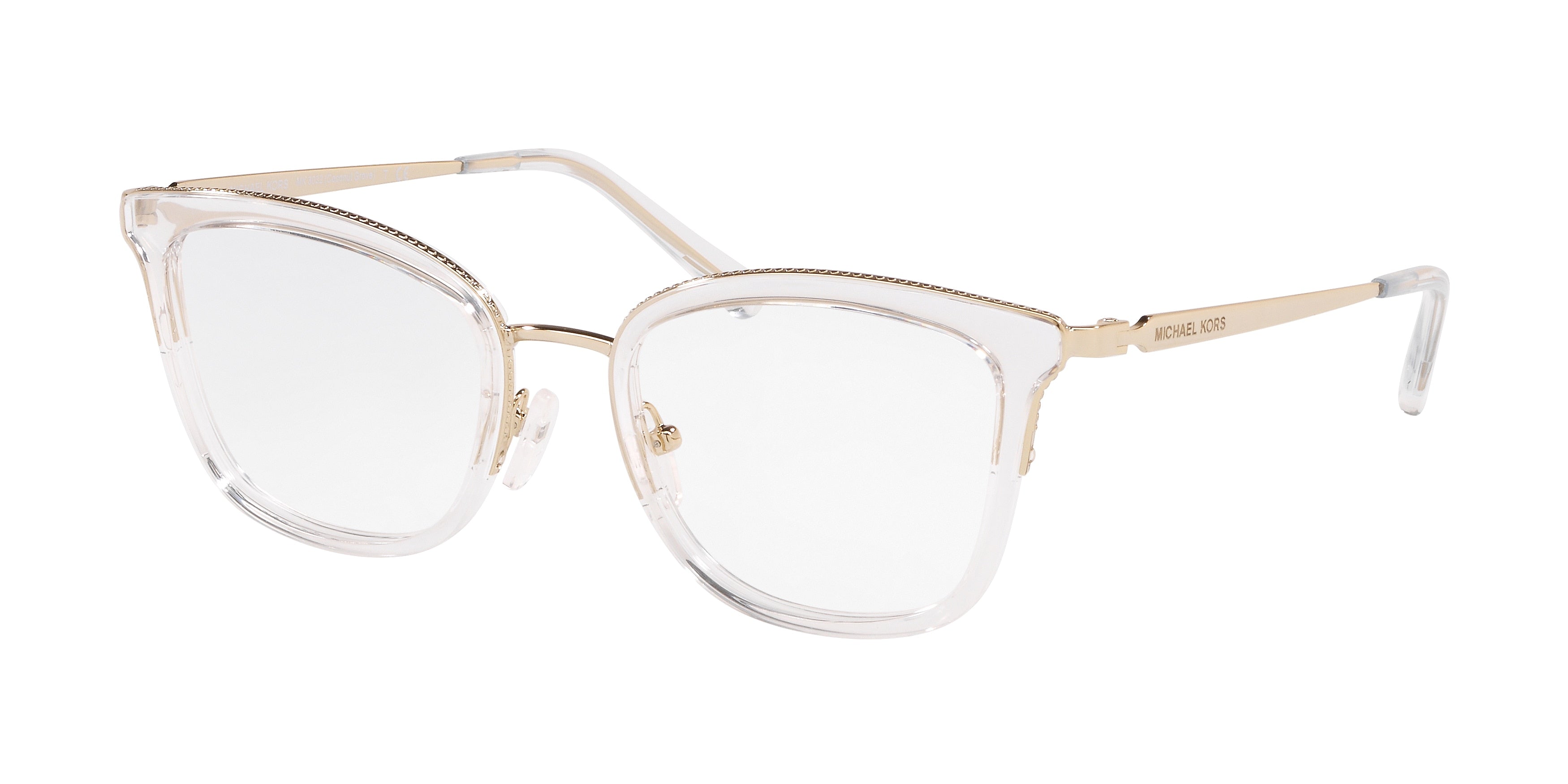 Michael Kors COCONUT GROVE MK3032 Square Eyeglasses  1014-Light Gold/Clear 51-140-19 - Color Map Gold