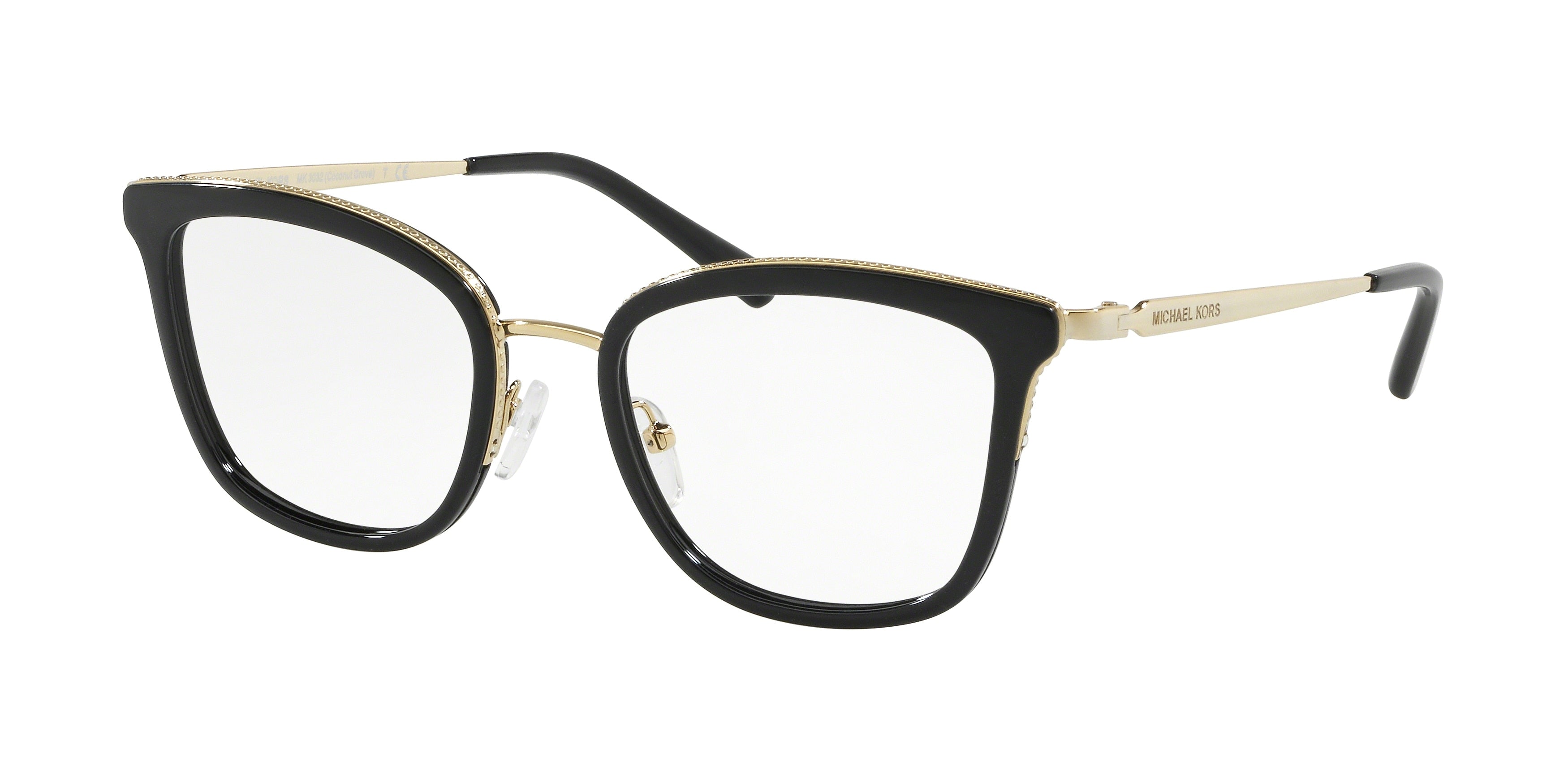 Michael Kors COCONUT GROVE MK3032 Square Eyeglasses  3332-Light Gold/Black 51-140-19 - Color Map Gold
