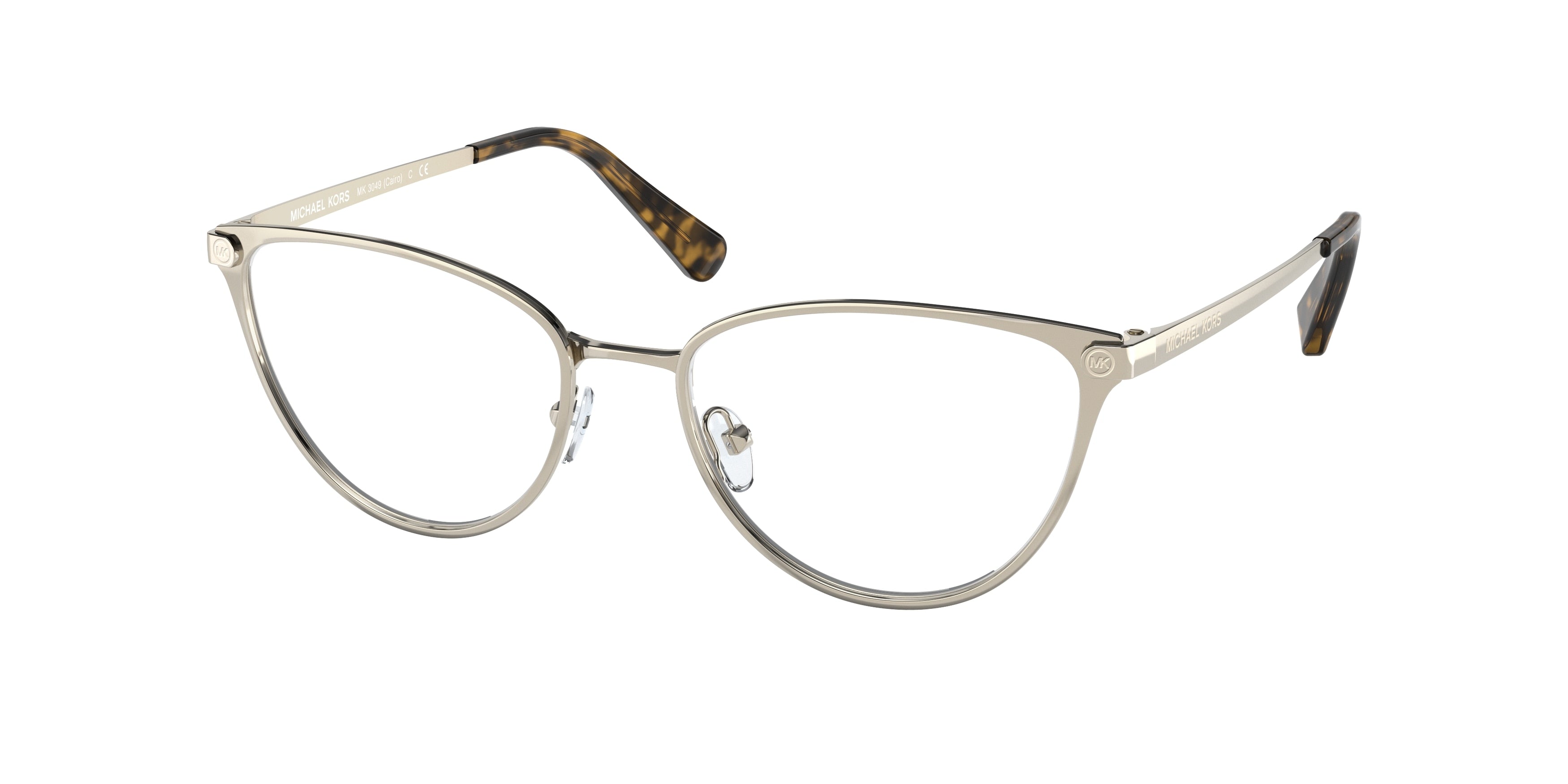 Michael Kors CAIRO MK3049 Cat Eye Eyeglasses  1014-Shiny Light Gold 52-140-17 - Color Map Gold