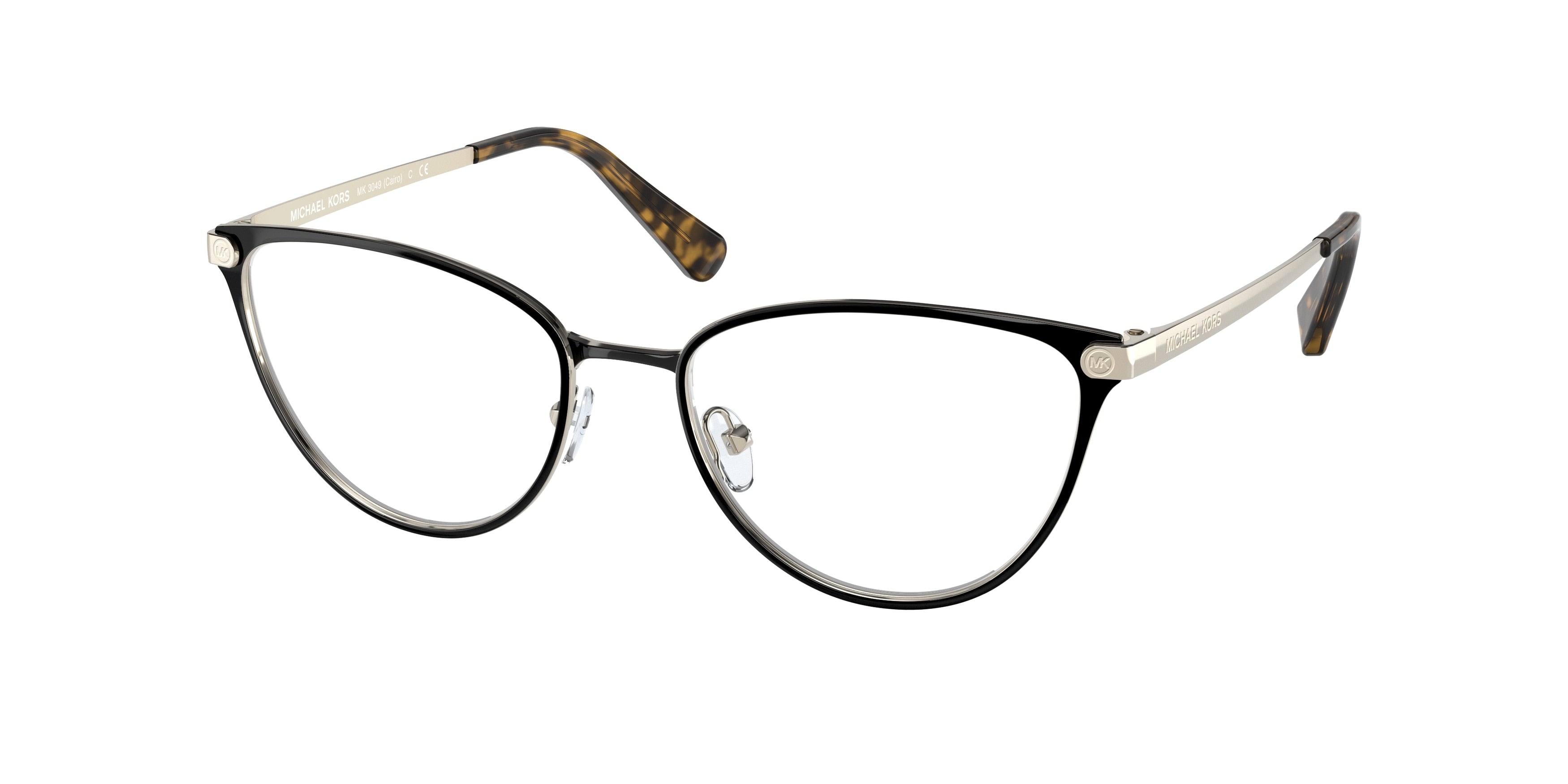 Michael Kors CAIRO MK3049 Cat Eye Eyeglasses  1334-Shiny Black 52-140-17 - Color Map Black
