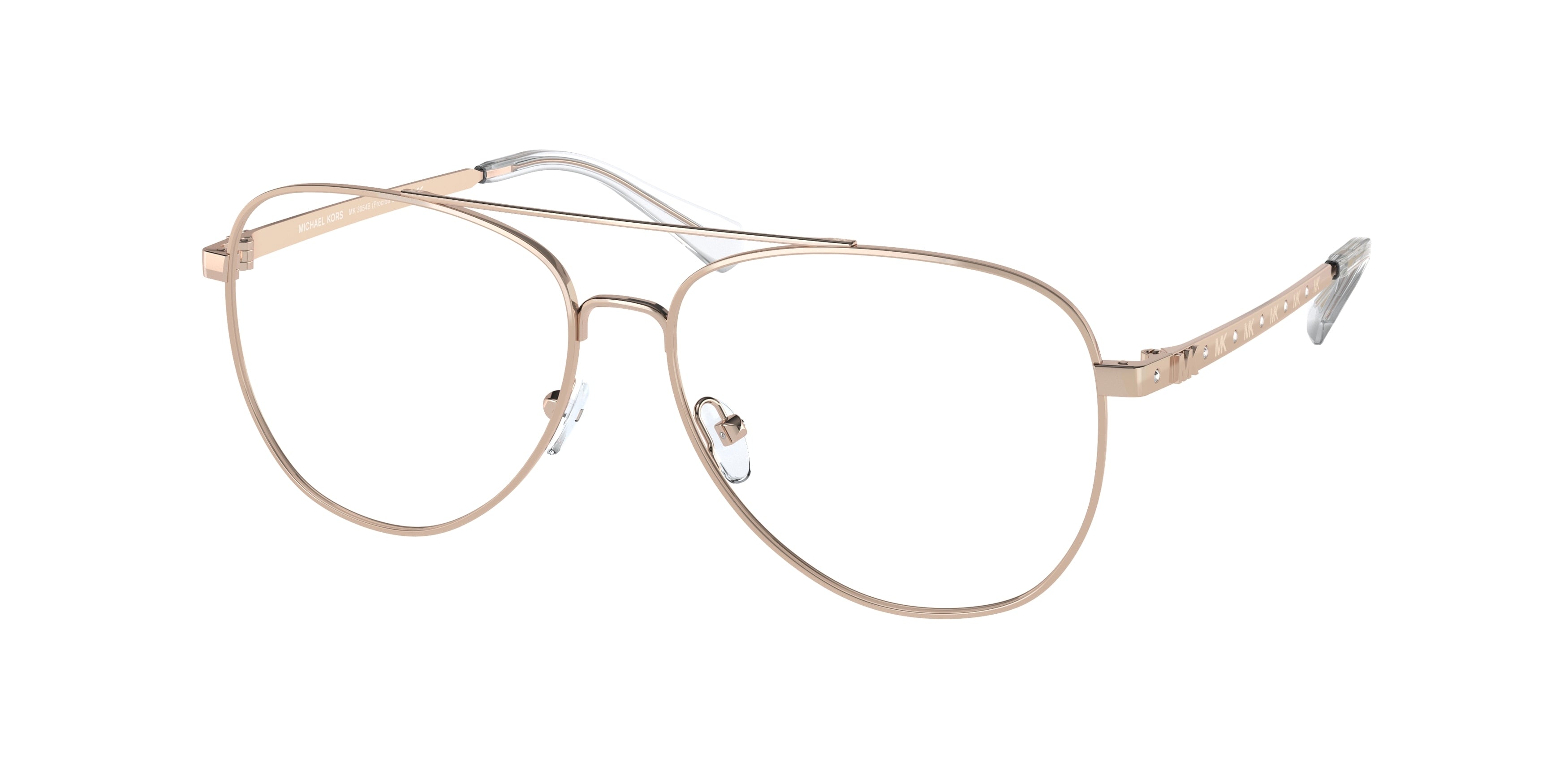 Michael Kors PROCIDA BRIGHT MK3054B Pilot Eyeglasses  1108-Rose Gold 56-140-14 - Color Map Gold