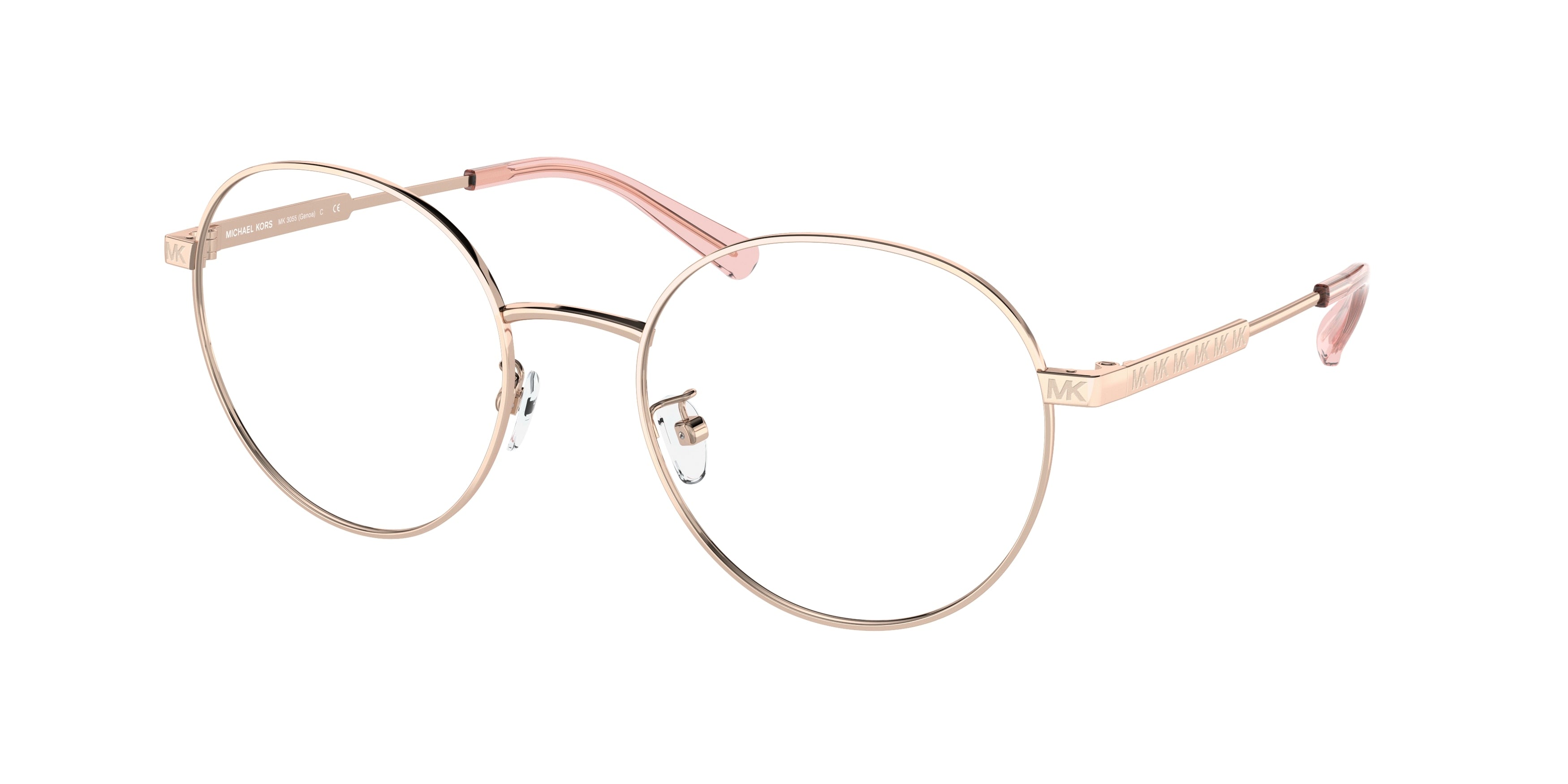 Michael Kors GENOA MK3055 Round Eyeglasses  1108-Rose Gold 54-140-20 - Color Map Gold