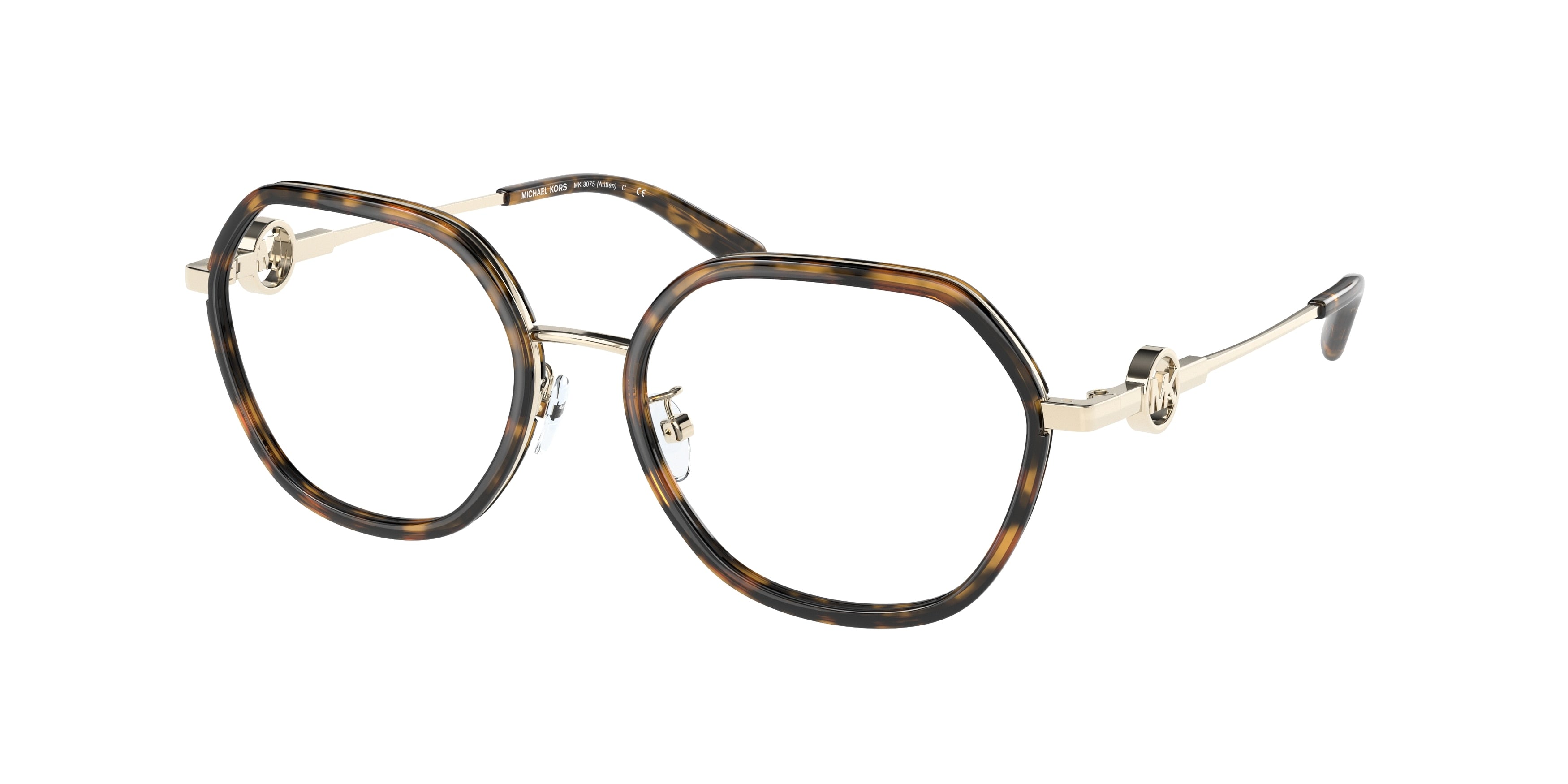 Michael Kors ATITLAN MK3057 Irregular Eyeglasses  1201-Dark Tortoise 53-140-17 - Color Map Tortoise