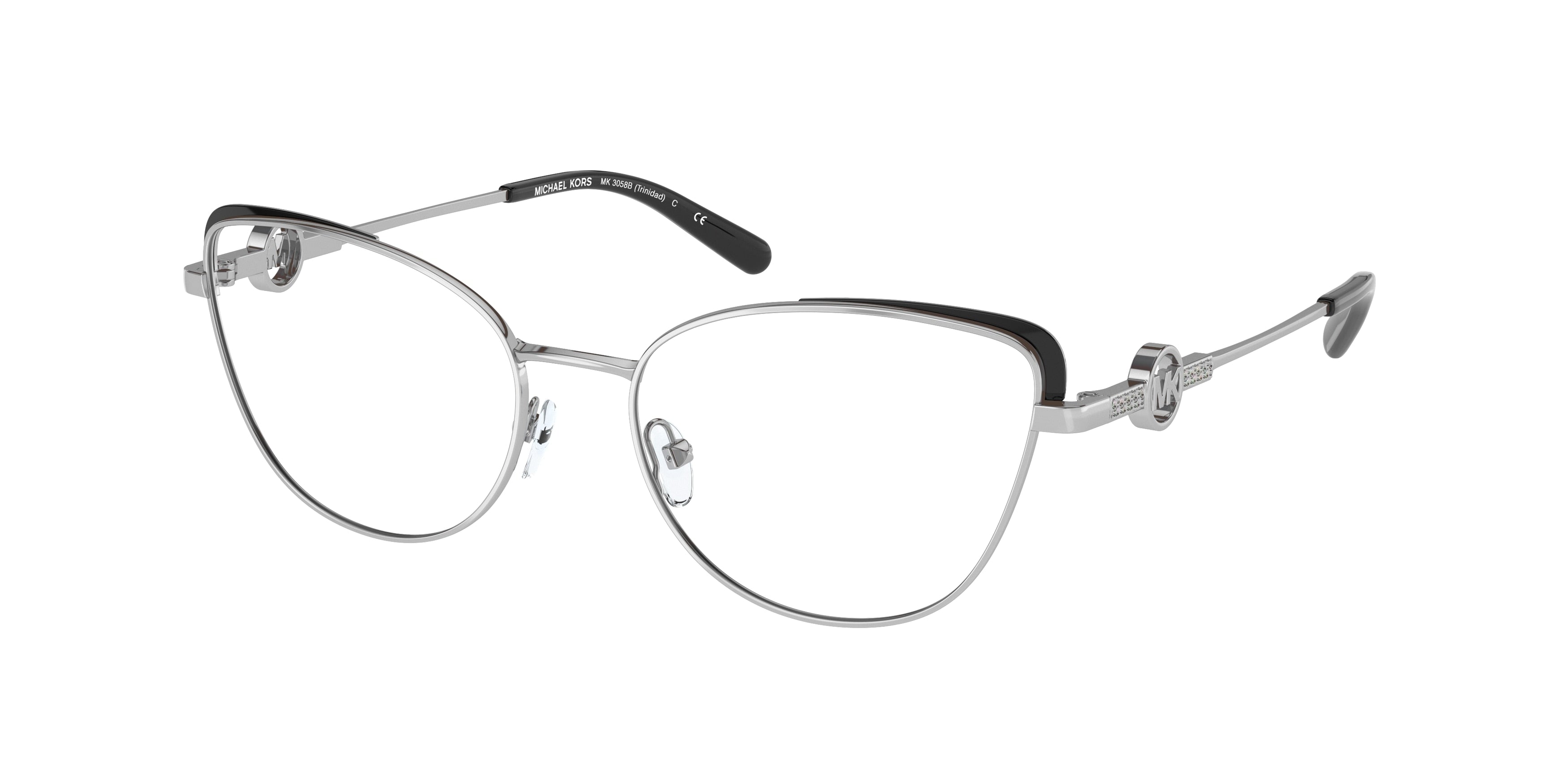 Michael Kors TRINIDAD MK3058B Cat Eye Eyeglasses  1153-Silver 54-140-17 - Color Map Silver