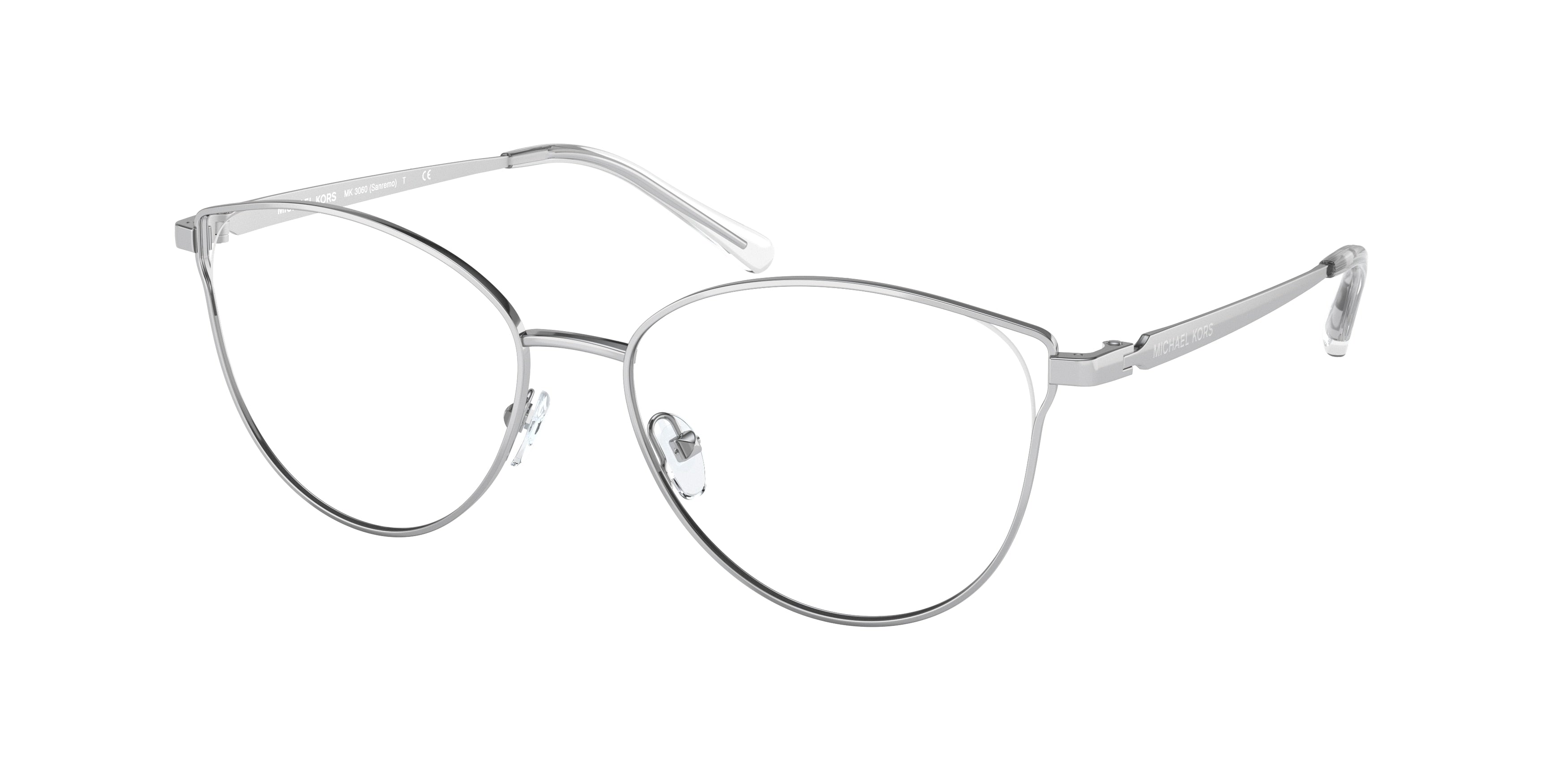 Michael Kors SANREMO MK3060 Cat Eye Eyeglasses  1153-Silver 54-140-16 - Color Map Silver