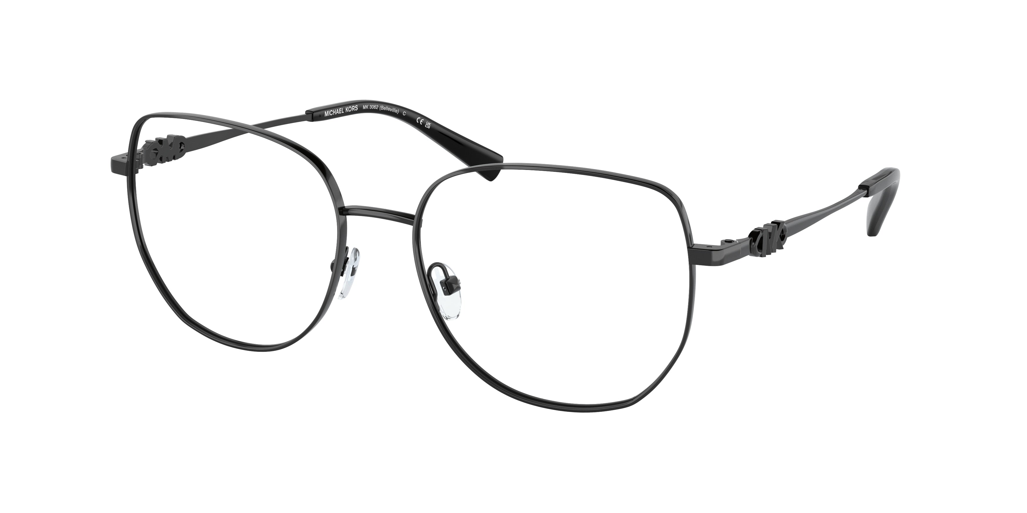 Michael Kors BELLEVILLE MK3062 Square Eyeglasses  1005-Shiny Black 54-140-17 - Color Map Black