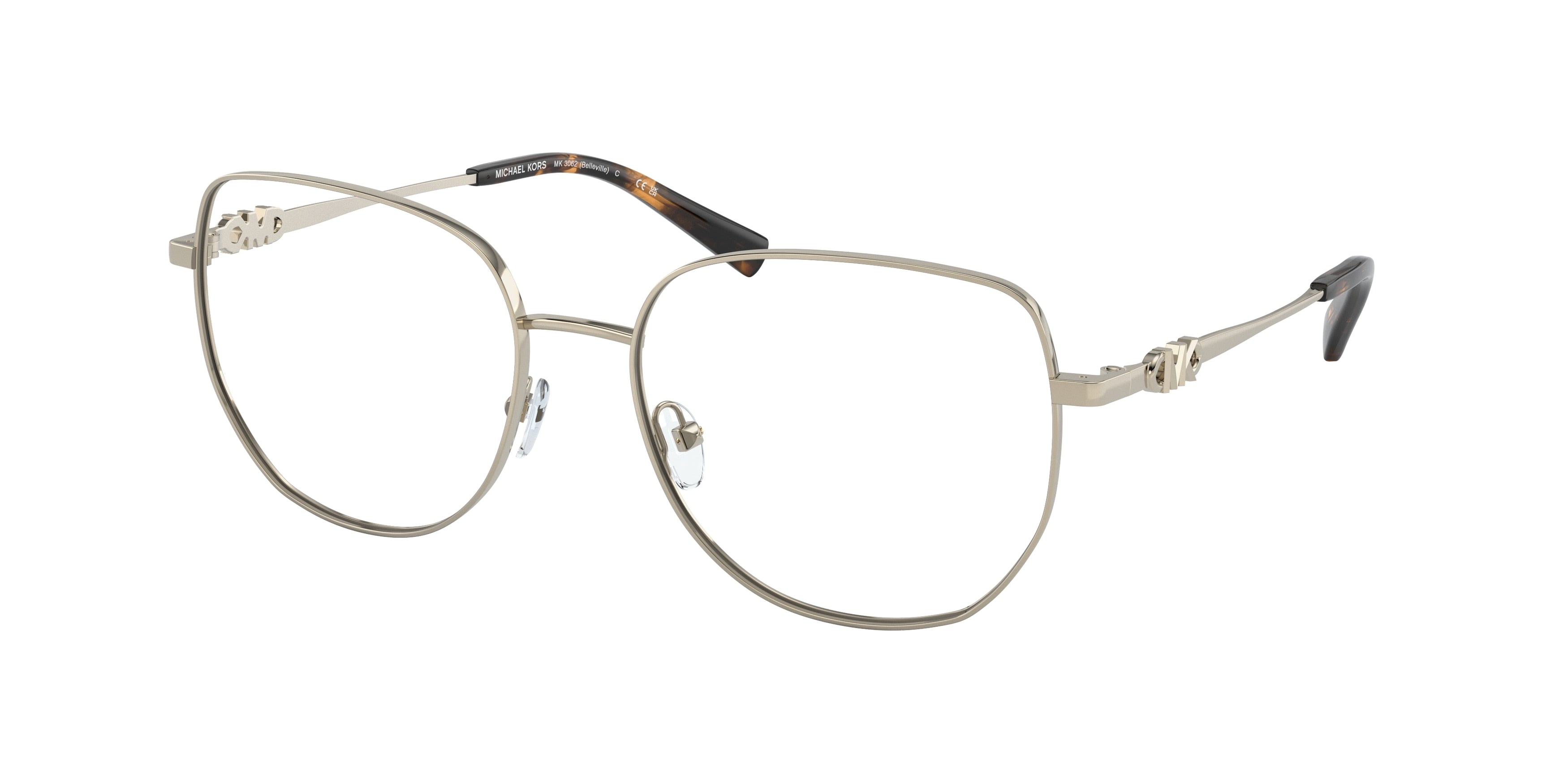 Michael Kors BELLEVILLE MK3062 Square Eyeglasses  1014-Light Gold 56-140-17 - Color Map Gold
