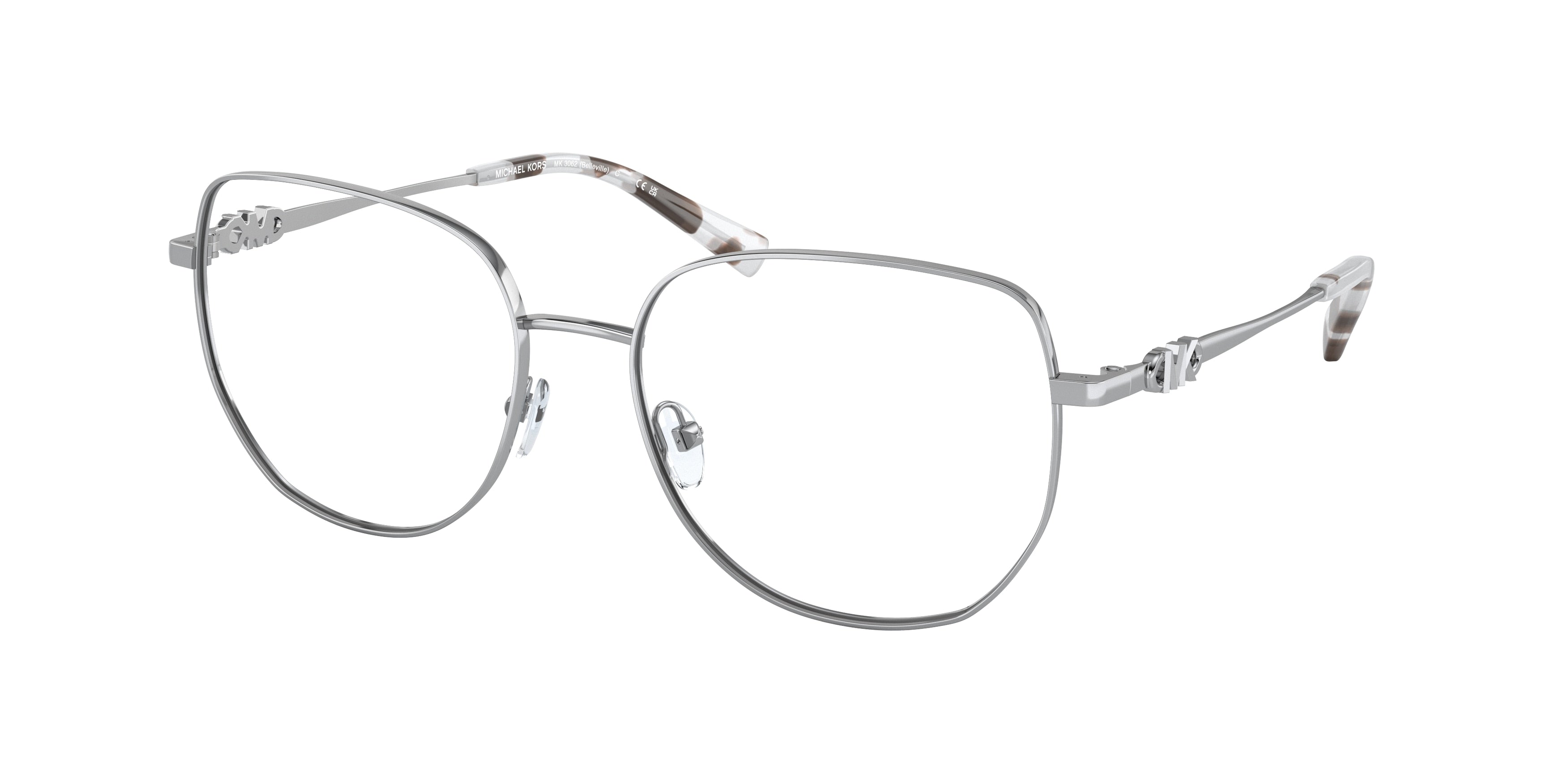 Michael Kors BELLEVILLE MK3062 Square Eyeglasses  1153-Silver 56-140-17 - Color Map Silver