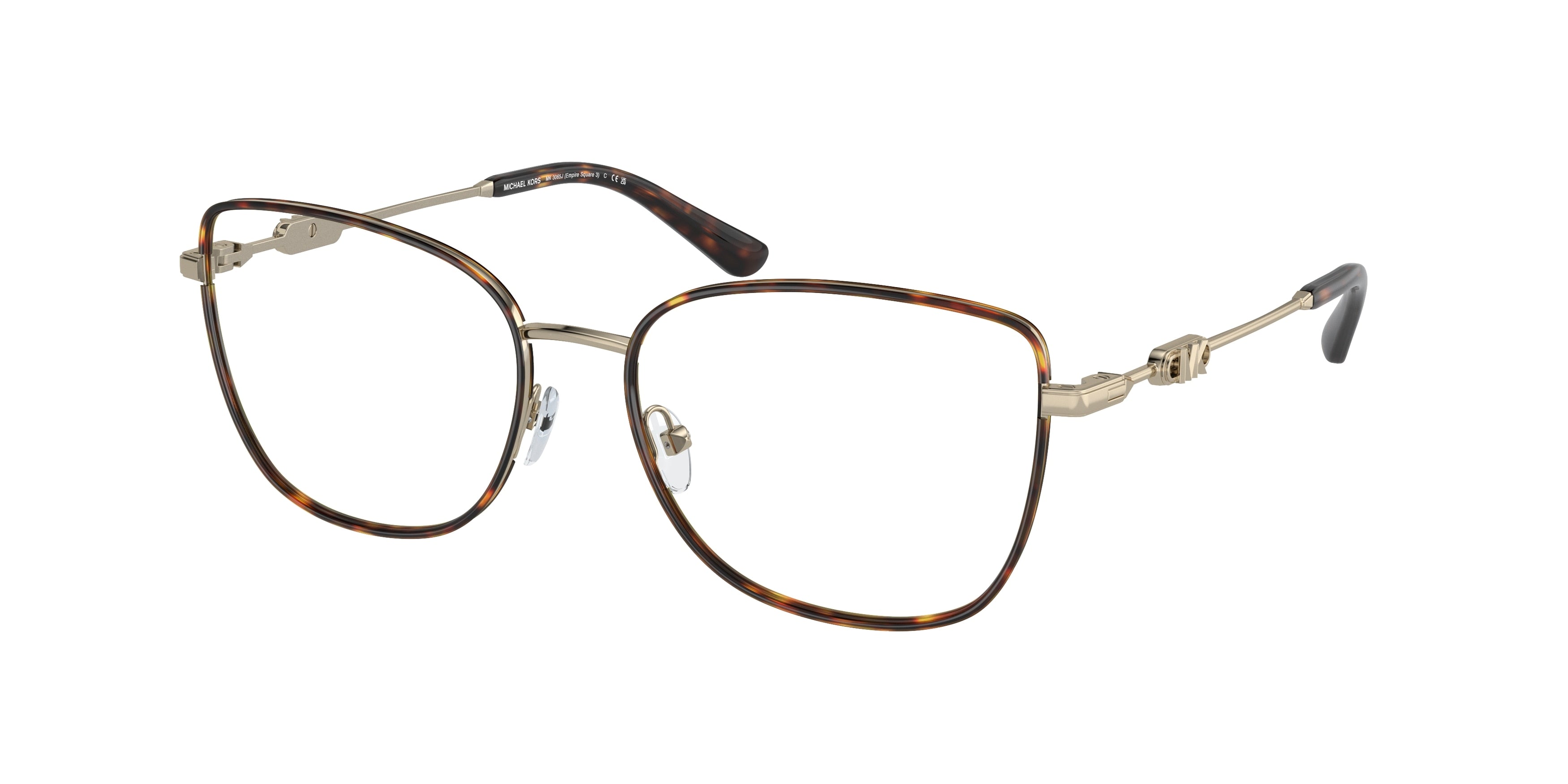 Michael Kors EMPIRE SQUARE 3 MK3065J Square Eyeglasses  1016-Light Gold/Dark Tortoise 54-140-17 - Color Map Gold