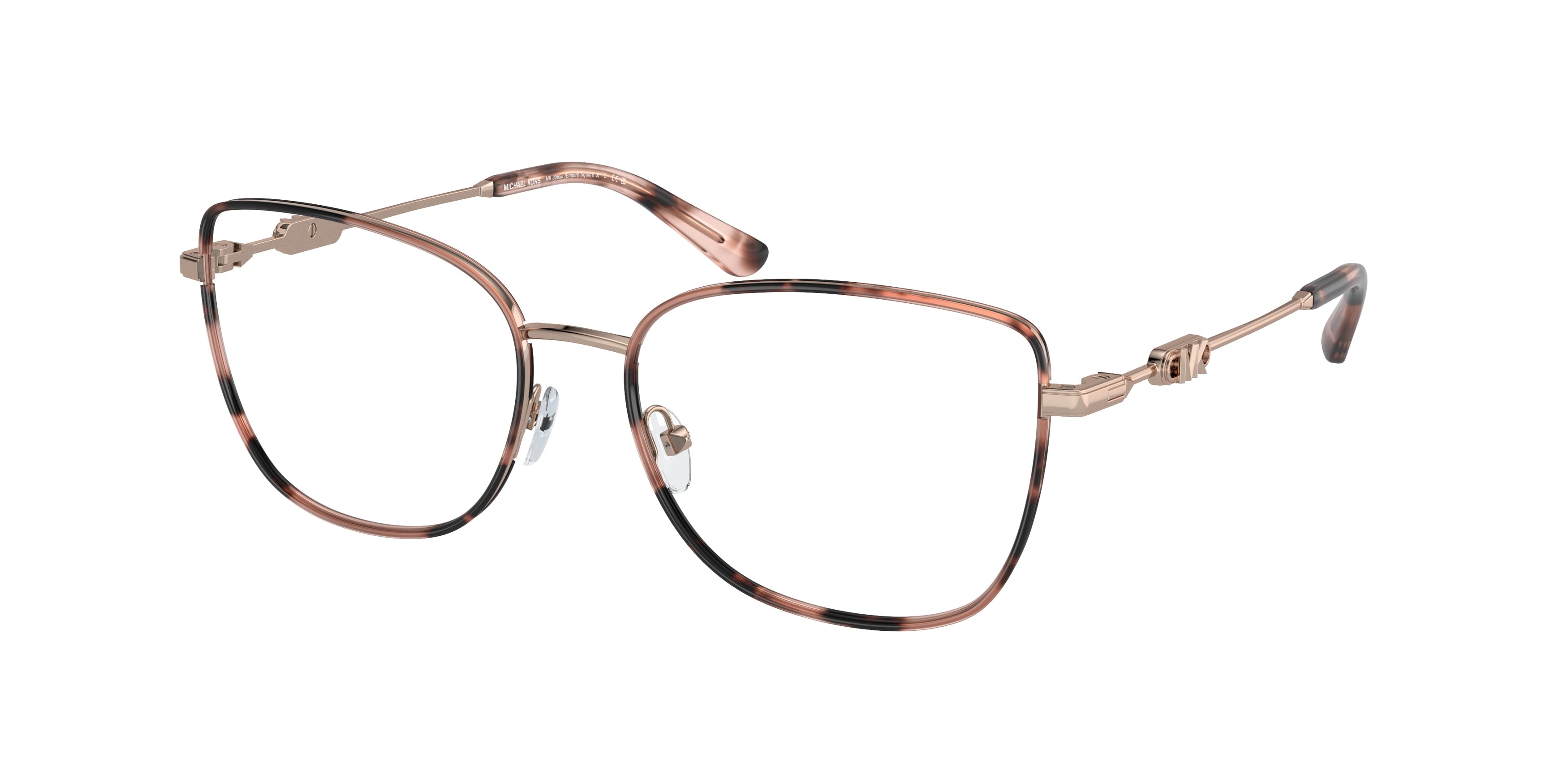 Michael Kors EMPIRE SQUARE 3 MK3065J Square Eyeglasses  1108-Rose Gold/Pink Tortoise 54-140-17 - Color Map Gold