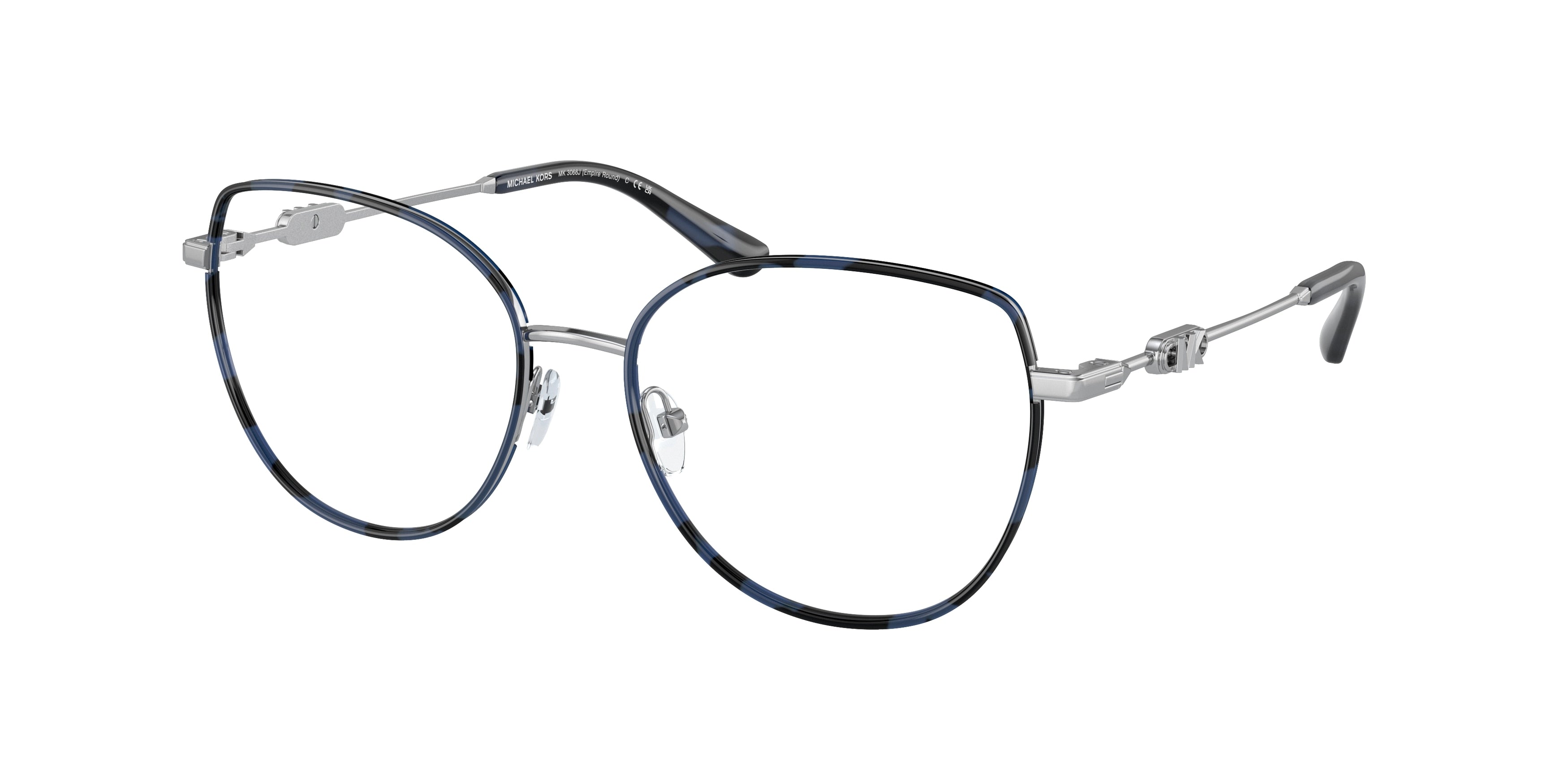 Michael Kors EMPIRE ROUND MK3066J Irregular Eyeglasses  1015-Silver / Black 53-140-17 - Color Map Silver