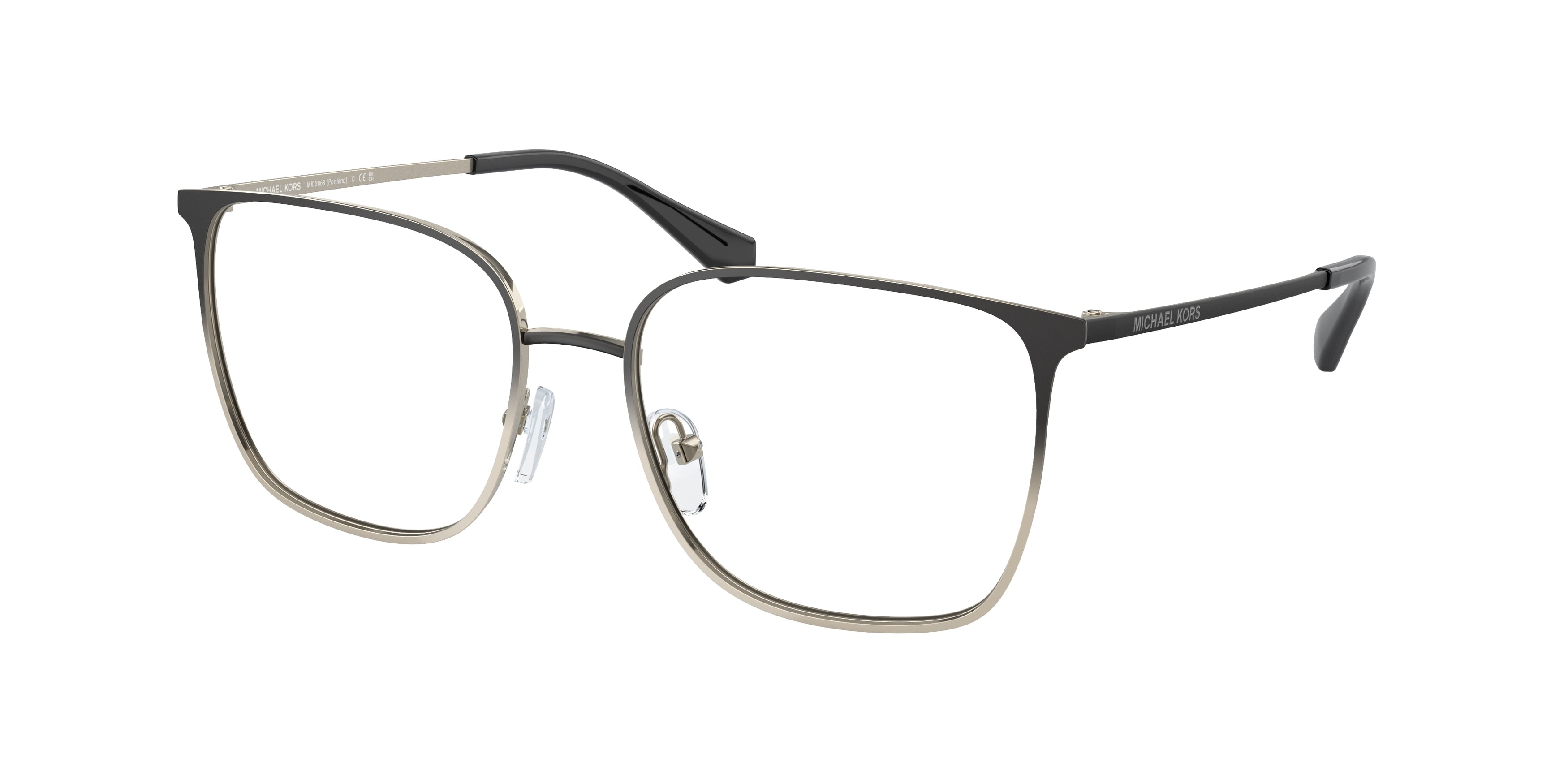 Michael Kors PORTLAND MK3068 Square Eyeglasses  1001-Black Light Gold Gradient 54-140-17 - Color Map Black