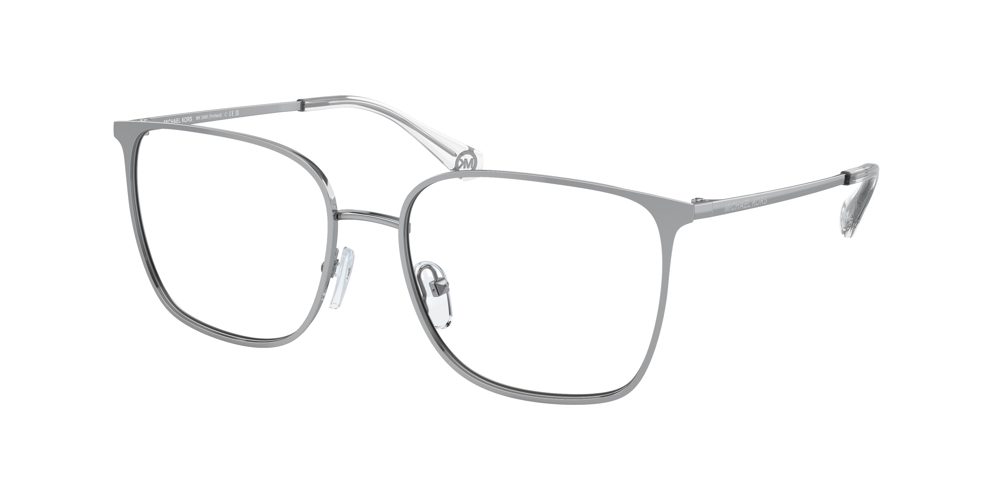 Michael Kors PORTLAND MK3068 Square Eyeglasses  1334-Silver 54-140-17 - Color Map Silver